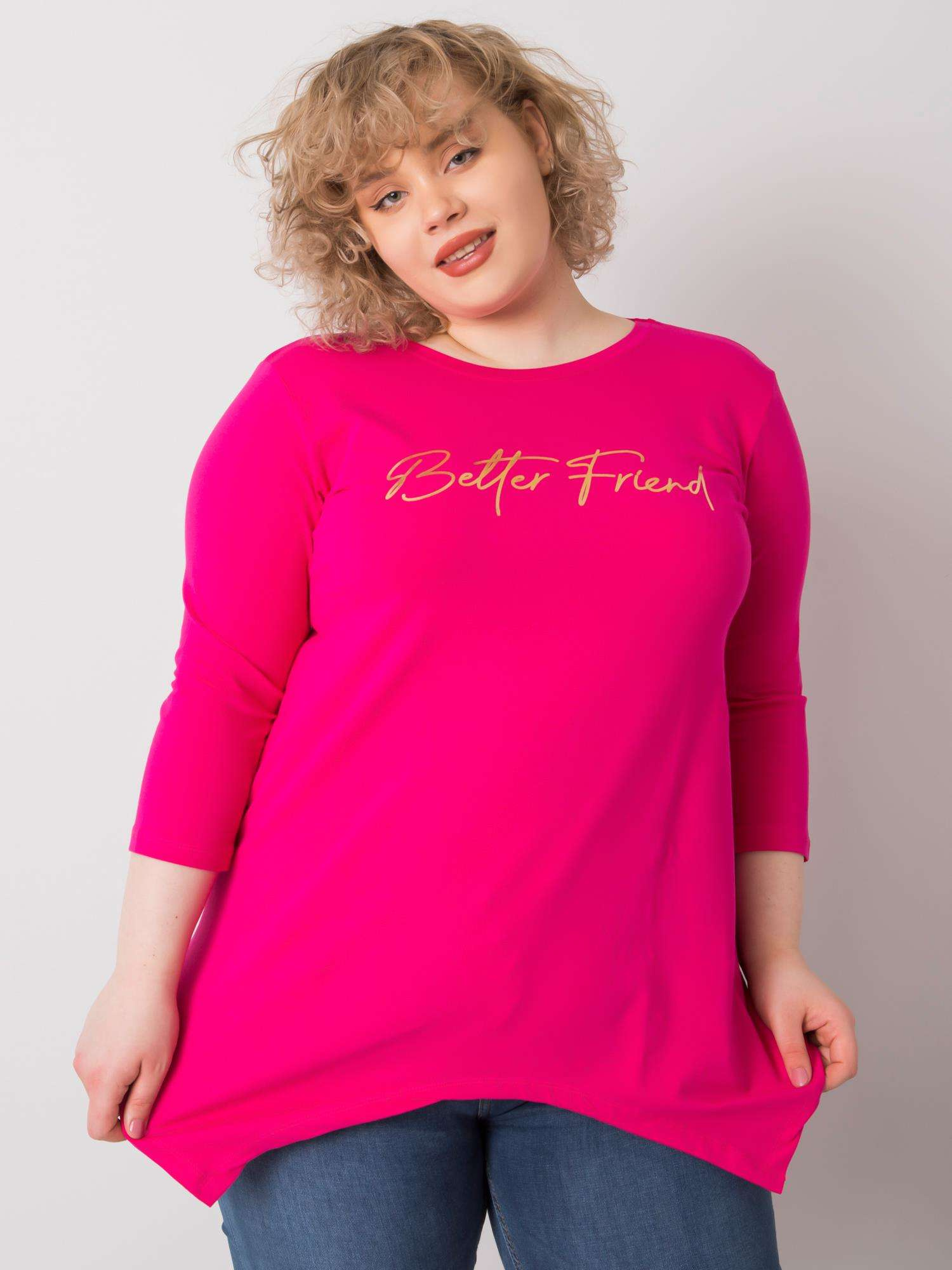 Ružové dámske tričko s nápisom RV-BZ-6230.05X-fuchsia Veľkosť: ONE SIZE
