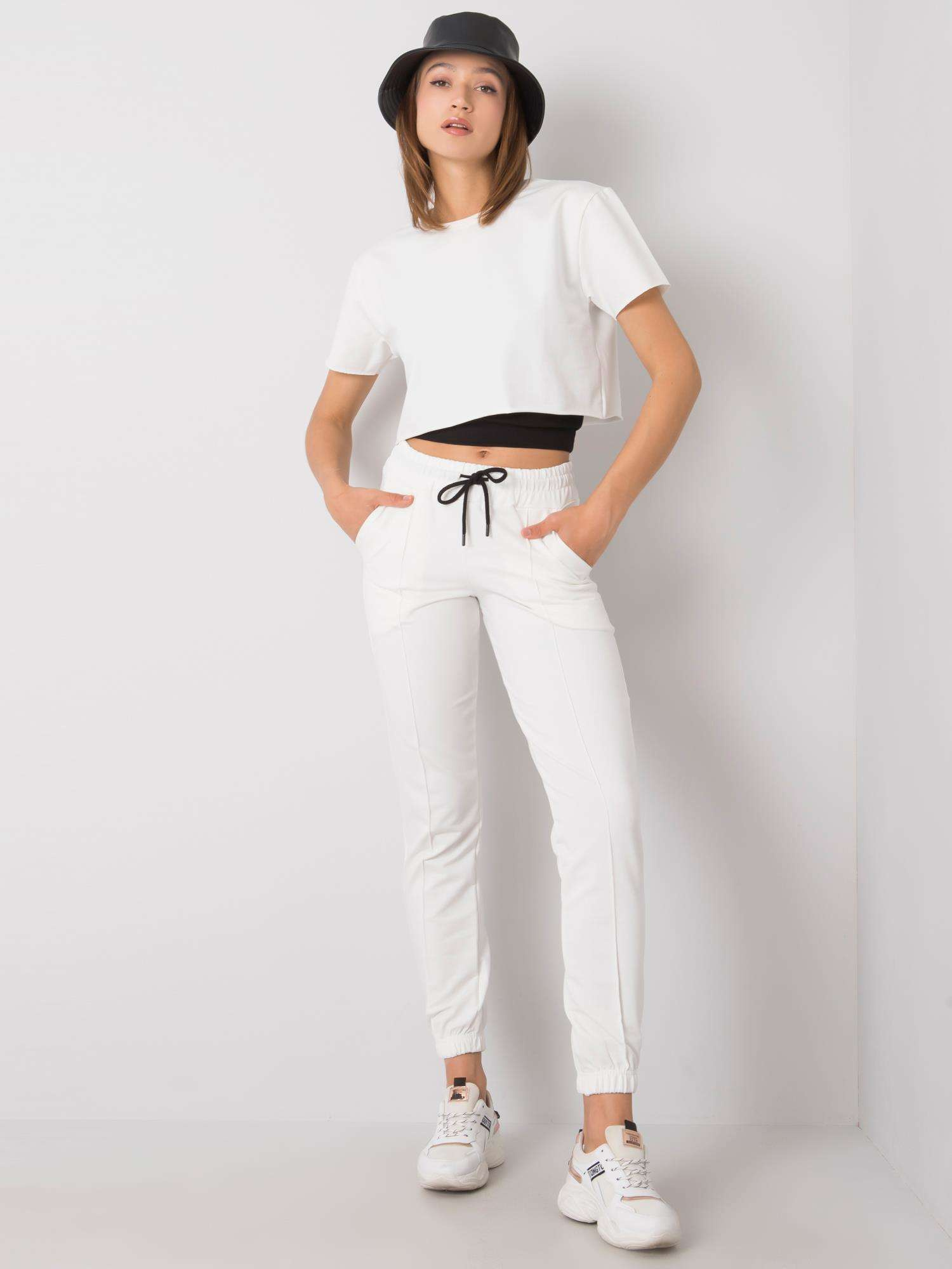 Smotanová dámska tepláková súprava trička a teplákov HG-KMPL-5384.60-ecru Veľkosť: L