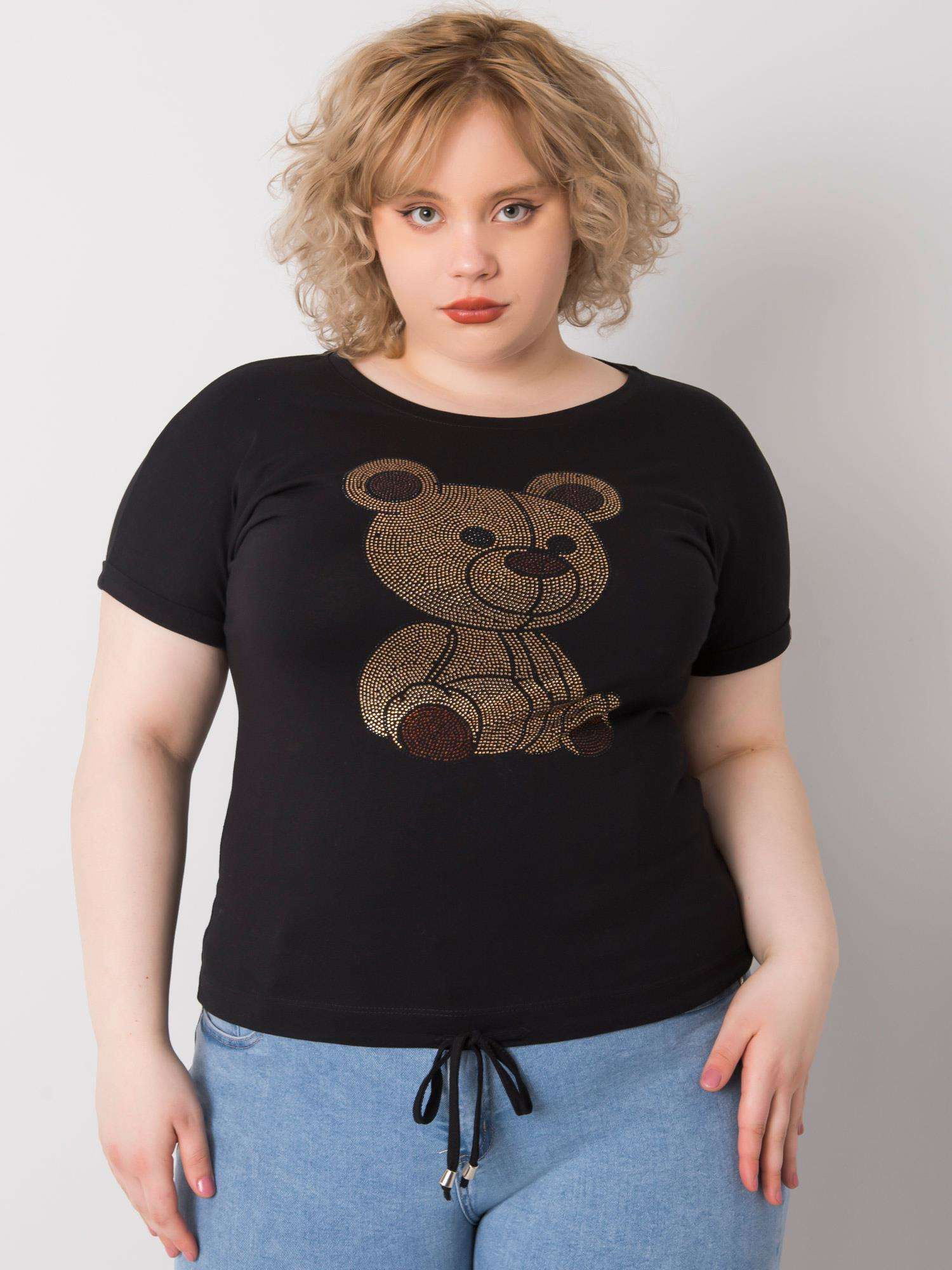 Čierne dámske tričko s medvedíkom RV-BZ-6428.47-black Veľkosť: ONE SIZE