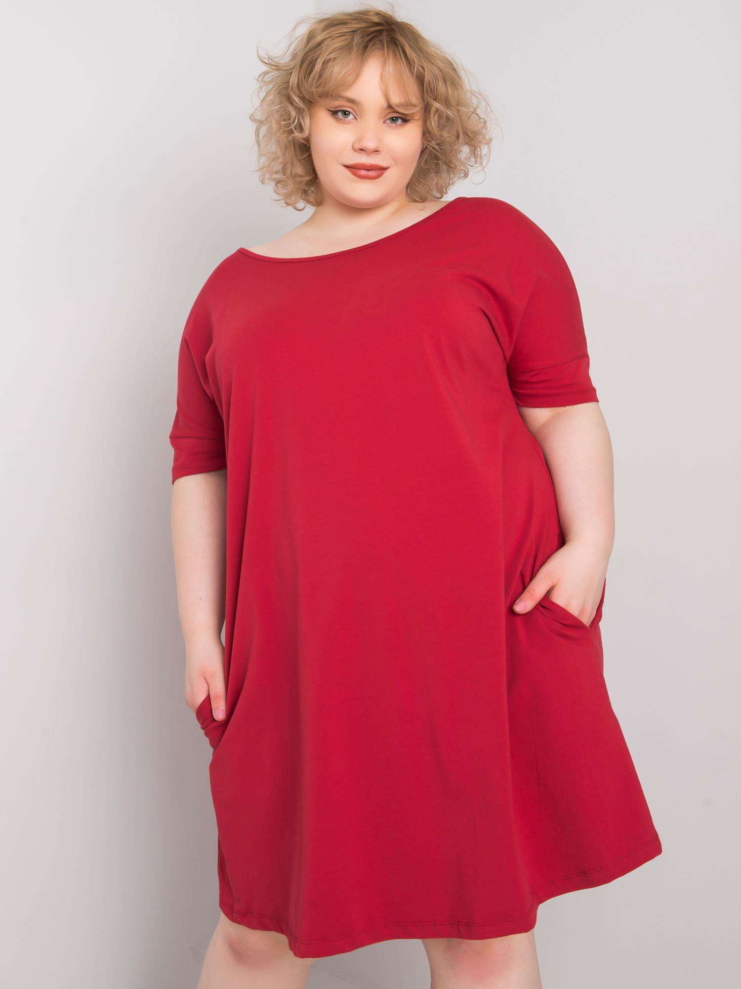 Vínove šaty s vreckami Bellamy RV-SK-6639.02X-bordo Veľkosť: XL