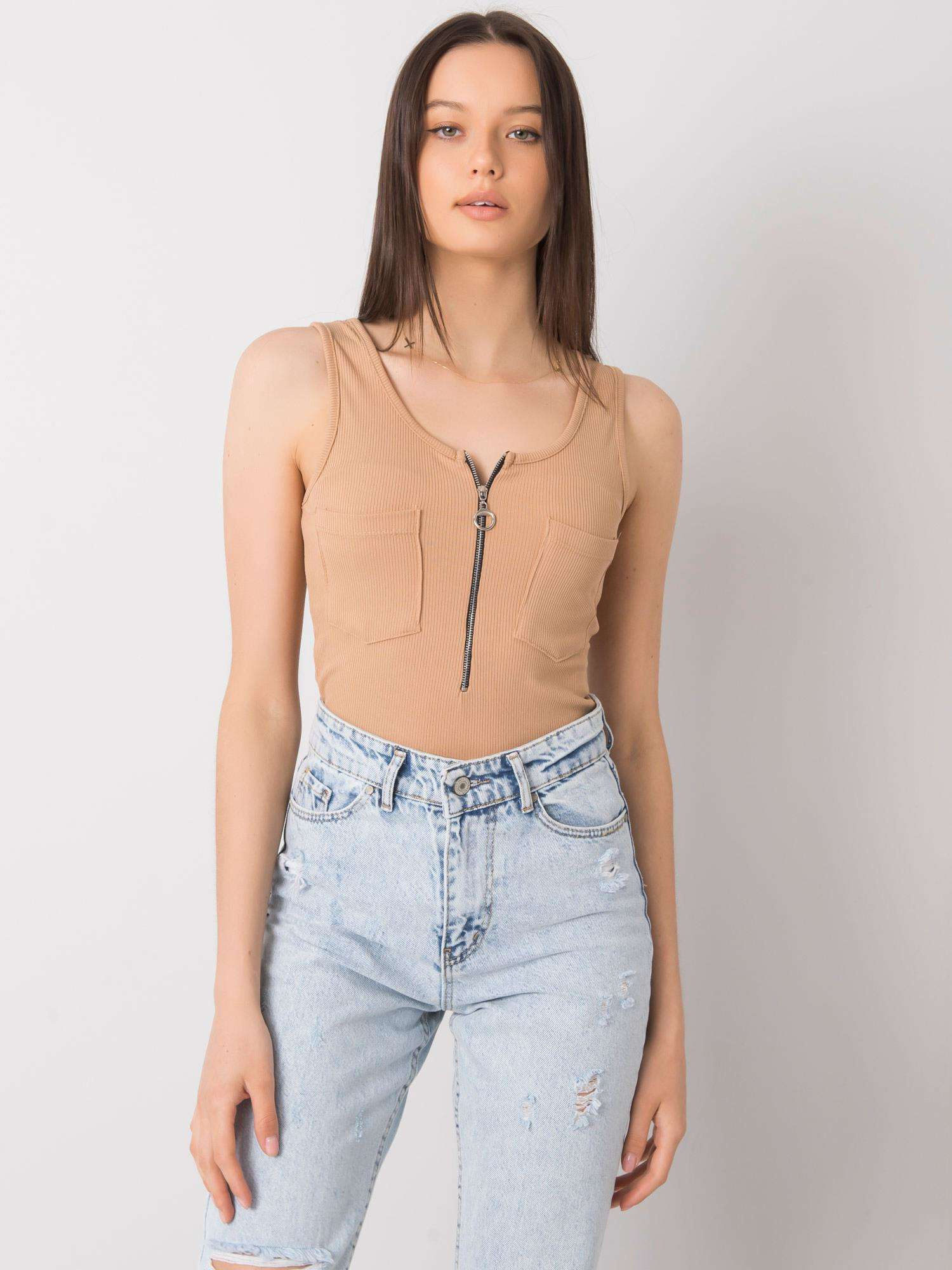 Svetlohnedý top Rosalind DHJ-TP-13287.36P-light brown Veľkosť: ONE SIZE