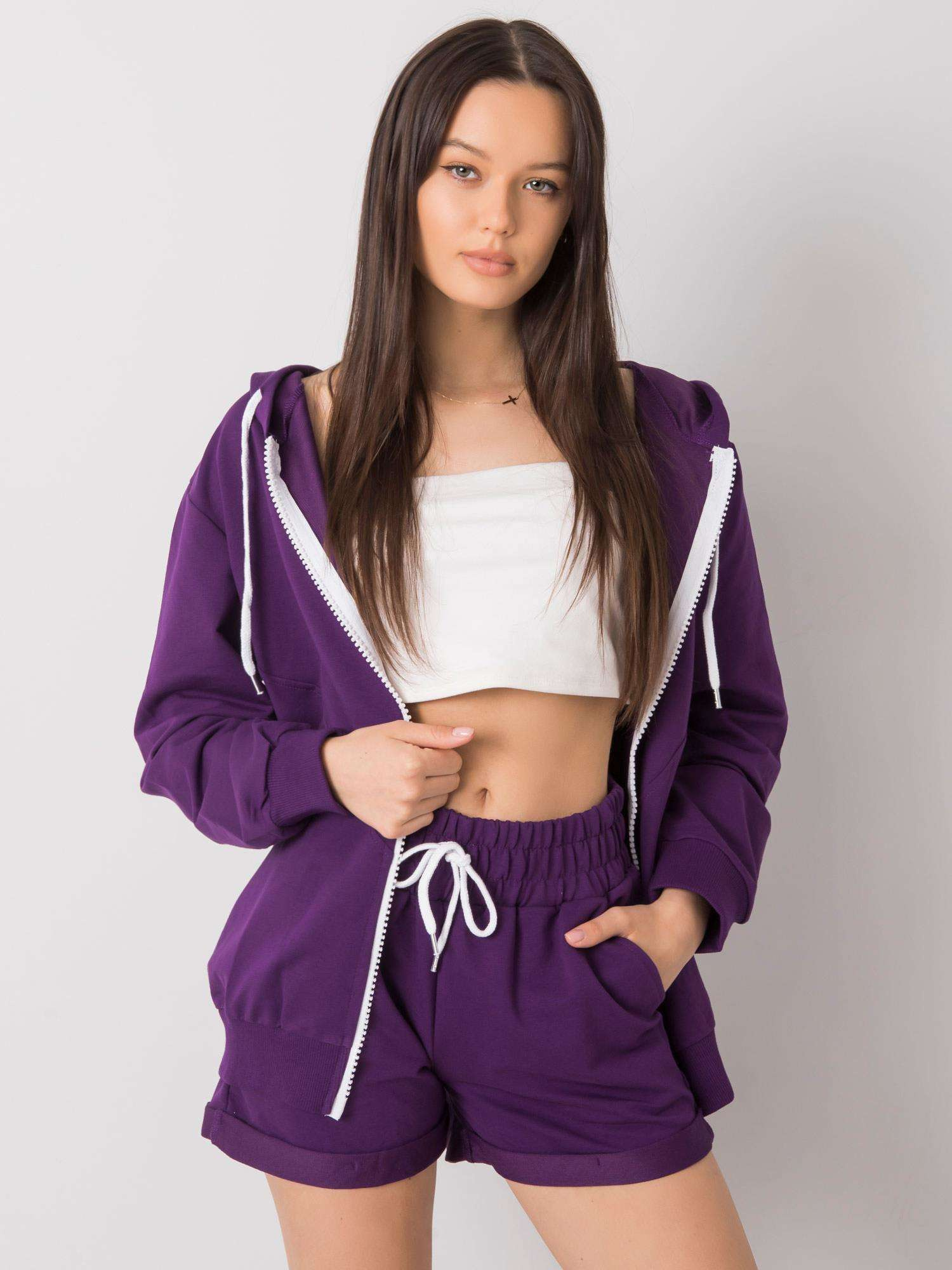 Fialová súprava mikiny a šortiek Cosima FA-KMPL-6391.39P-violet Veľkosť: ONE SIZE