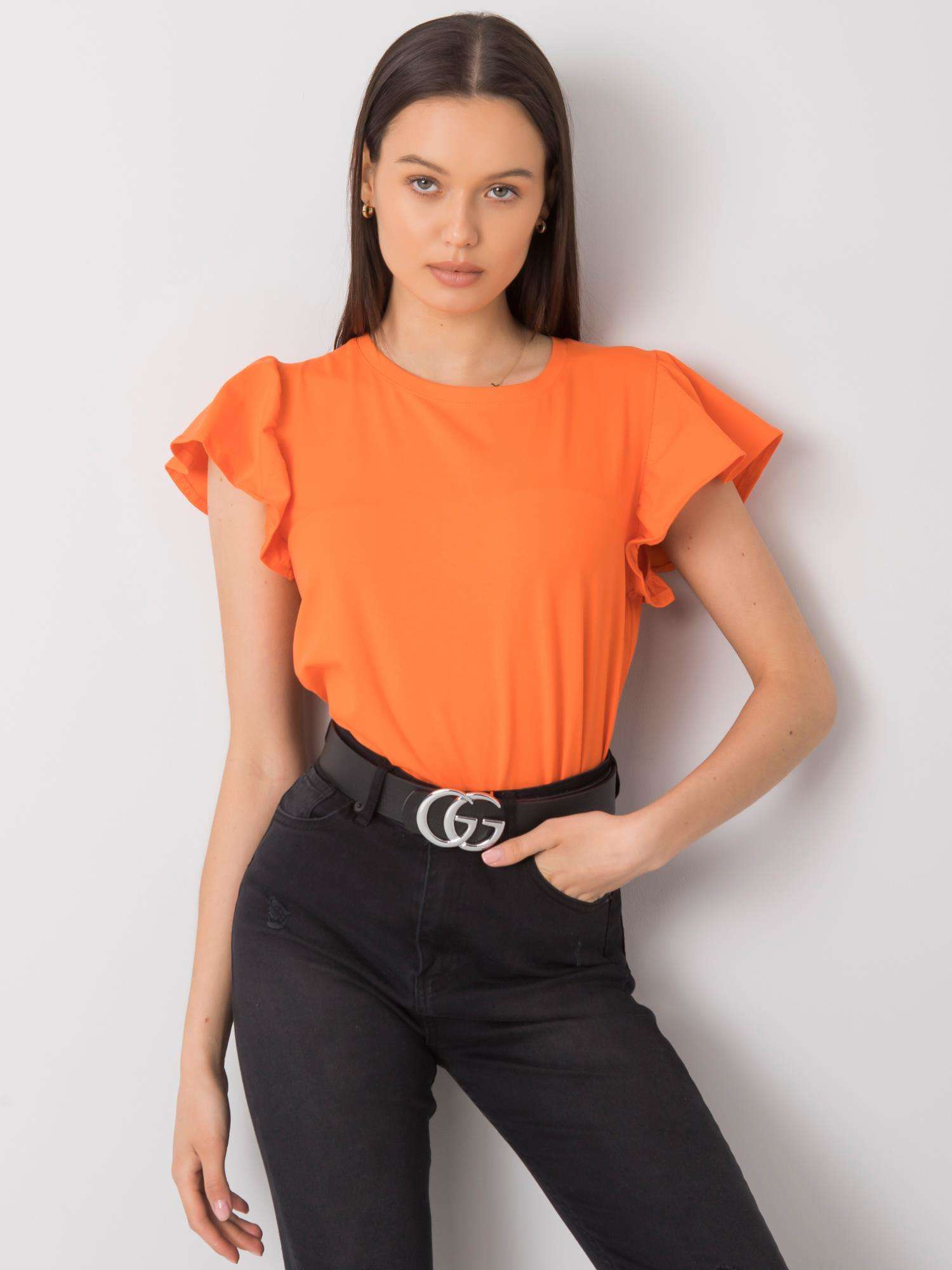 Oranžové tričko s volánom FA-BZ-7172.57P-orange Veľkosť: ONE SIZE