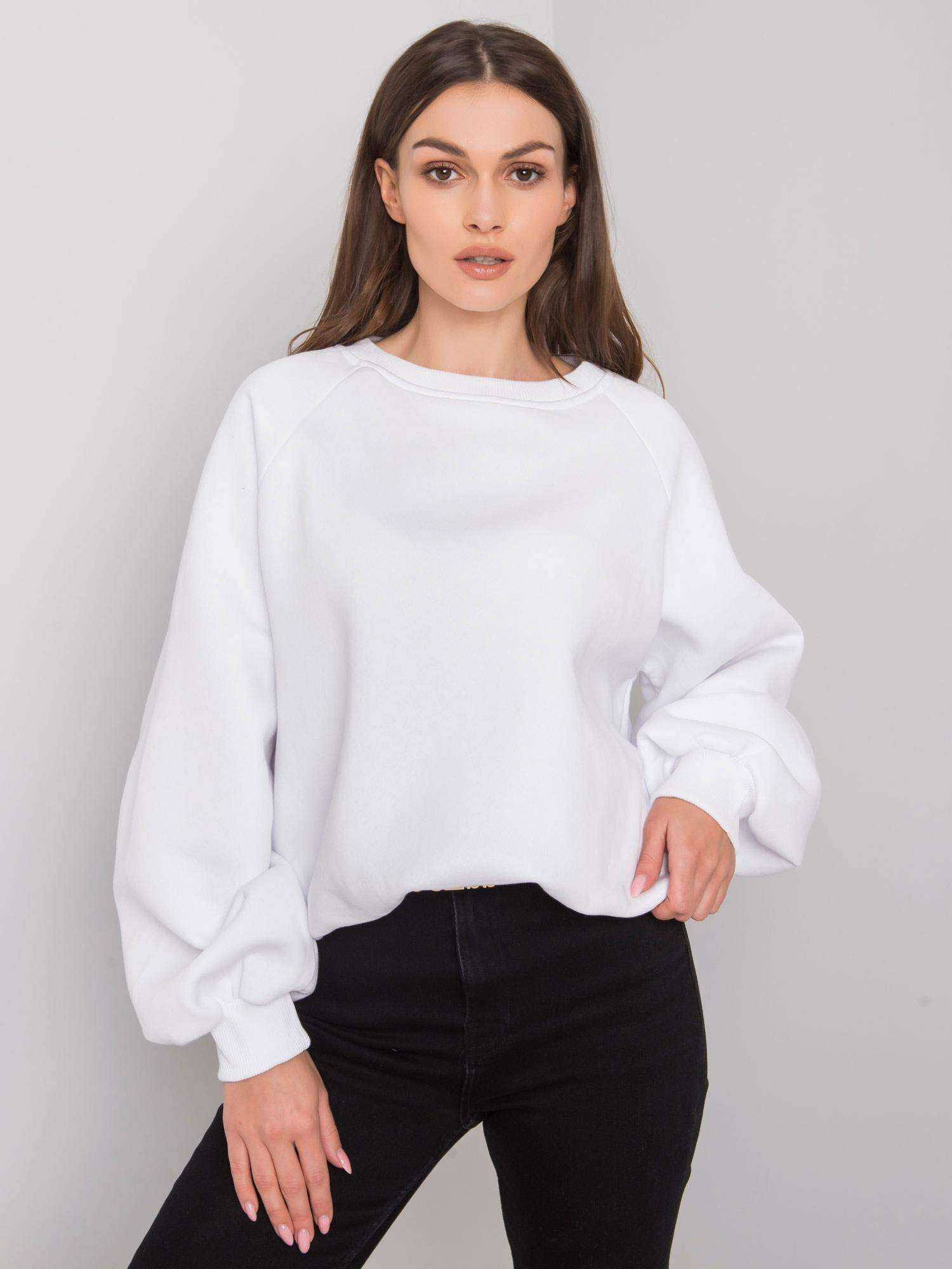 Biela dámska mikina bez kapucne RV-BL-6758.50P-white Veľkosť: L/XL