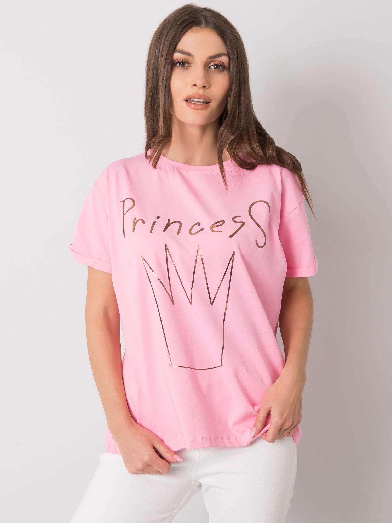 RUŽOVÉ DÁMSKE TRIČKO S POTLAČOU PRINCESS FA-TS-7121.88P-PINK Veľkosť: ONE SIZE