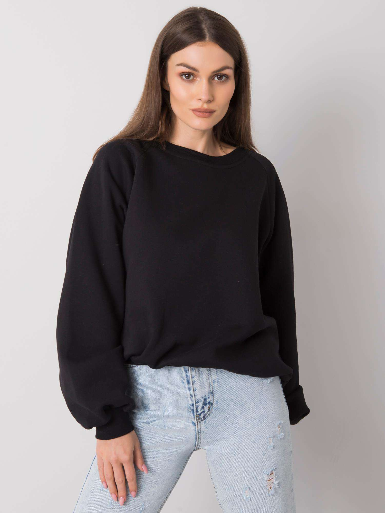 Čierna dámska mikina bez kapucne -RV-BL-6758.50P-black Veľkosť: L/XL