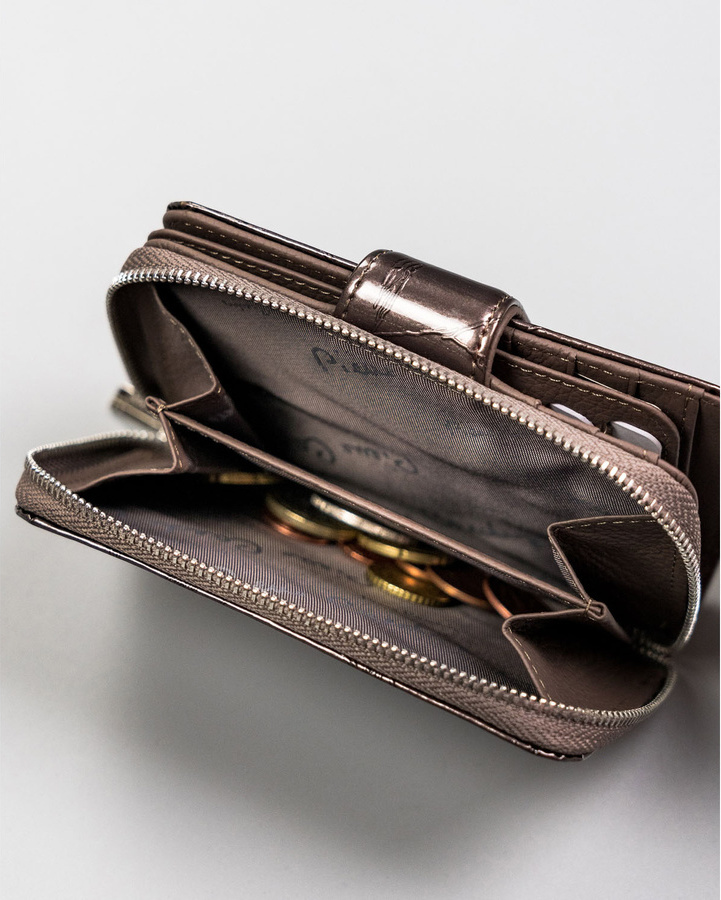 Pierre Cardin Menšia vertikálna peňaženka - šedá lesklá so vzorom U015 02 LEAF 115 POPIEL Veľkosť: ONE SIZE