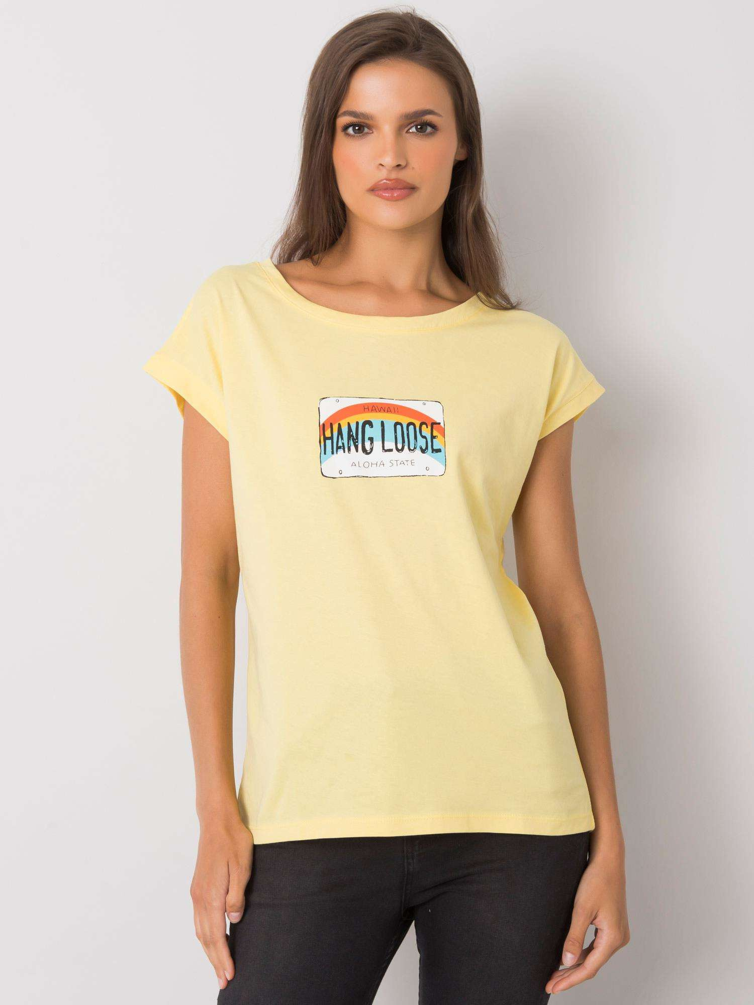 Žlté dámske tričko s potlačou dúhy FA-TS-7137.29P-yellow Veľkosť: ONE SIZE