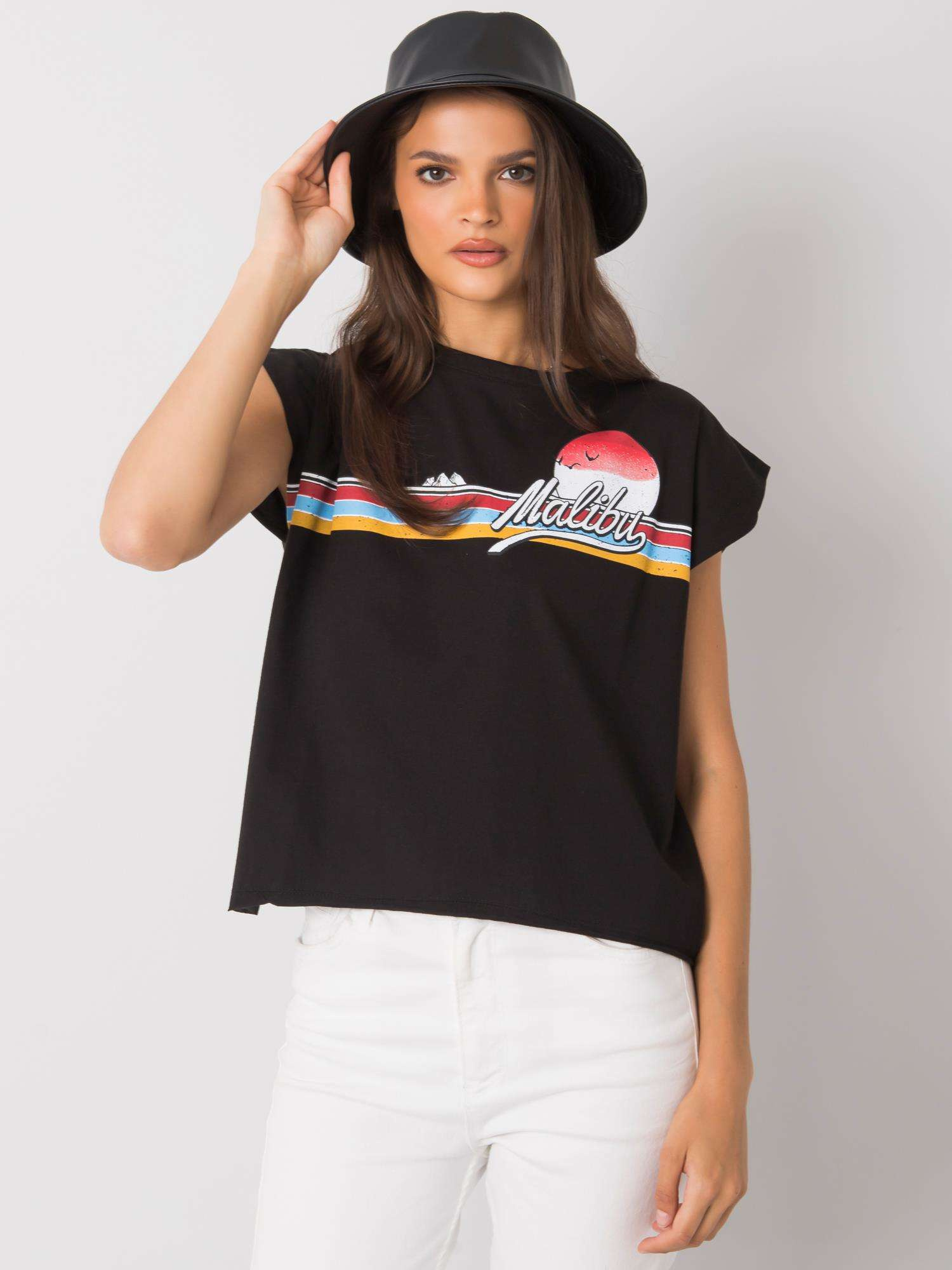 Čierny dámsky top s potlačou Malibu FA-BZ-7139.73P-black Veľkosť: ONE SIZE