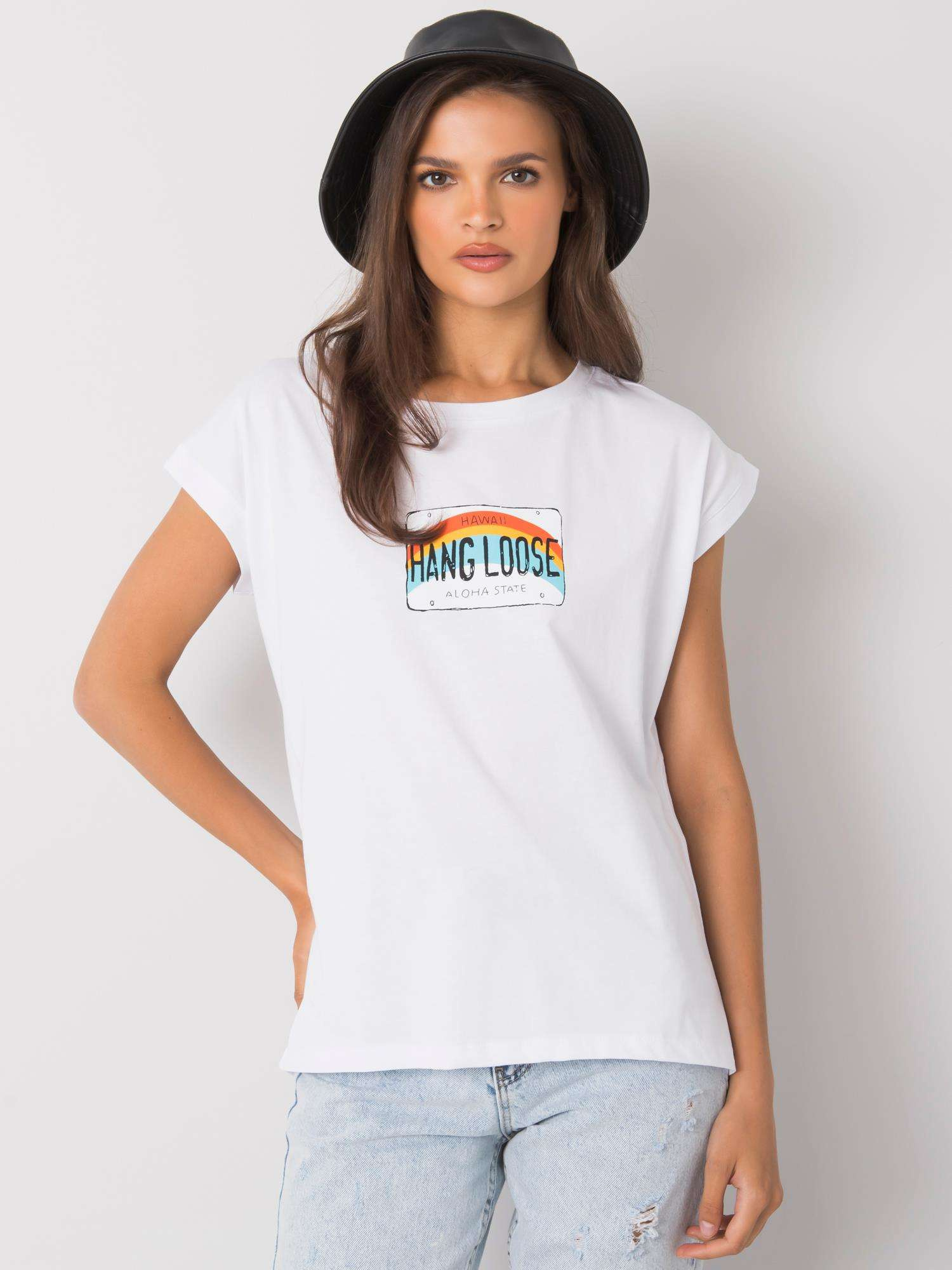 Biele dámske tričko s potlačou dúhy FA-TS-7137.29P-white Veľkosť: ONE SIZE