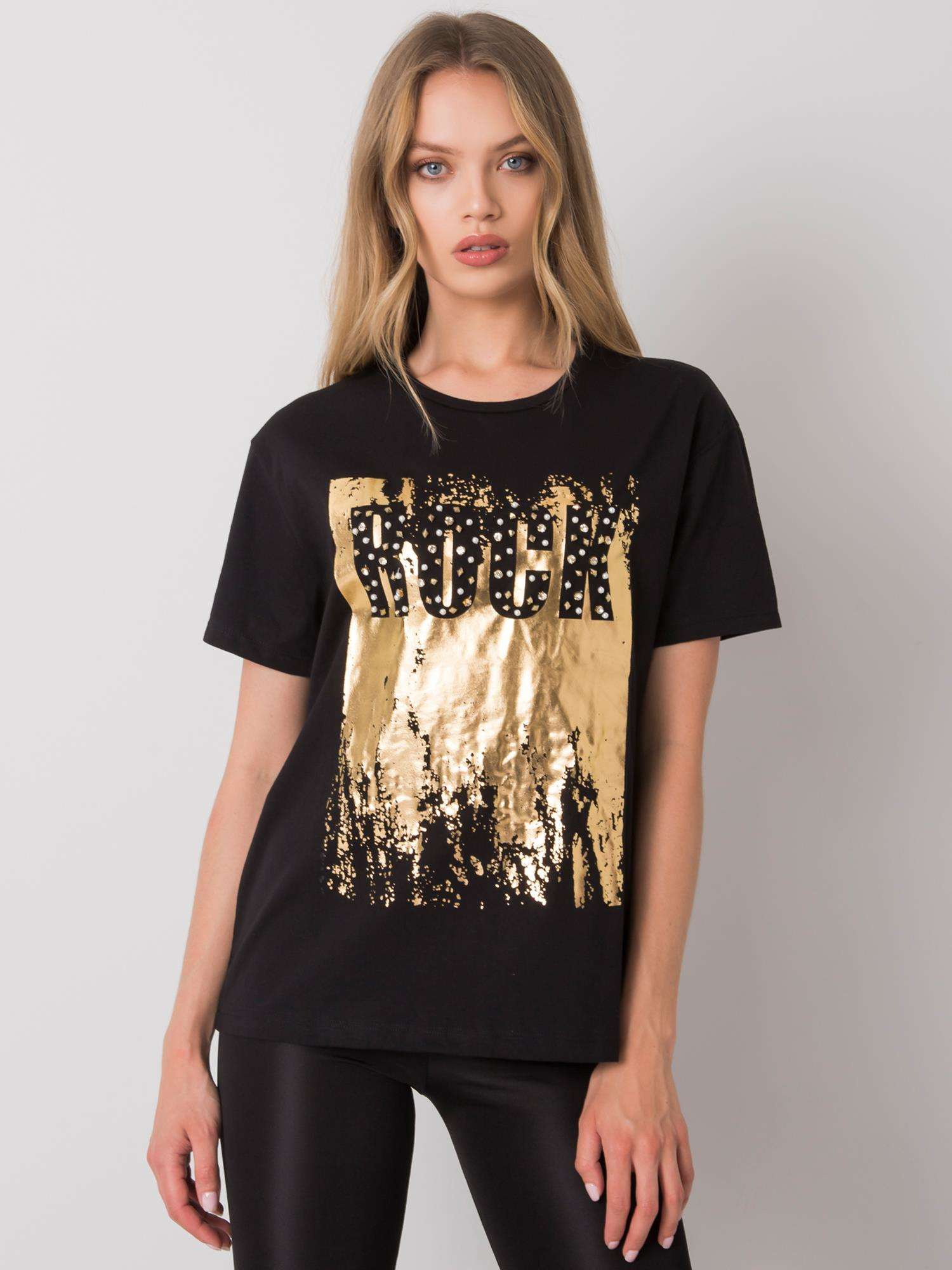 Čierne dámske tričko s potlačou ROCK HB-TS-3066.70-black Veľkosť: S