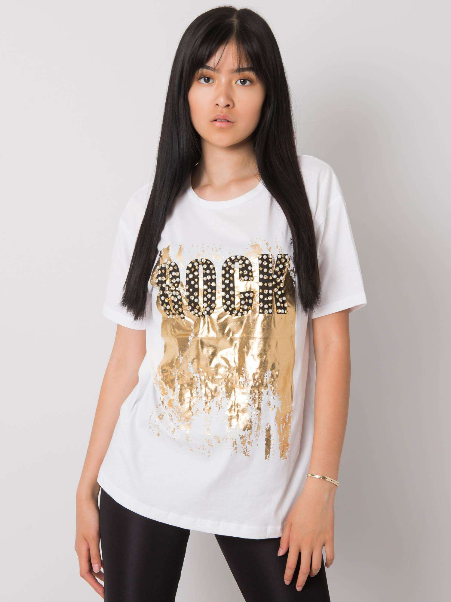 Biele dámske tričko s potlačou ROCK HB-TS-3066.70-white Veľkosť: S