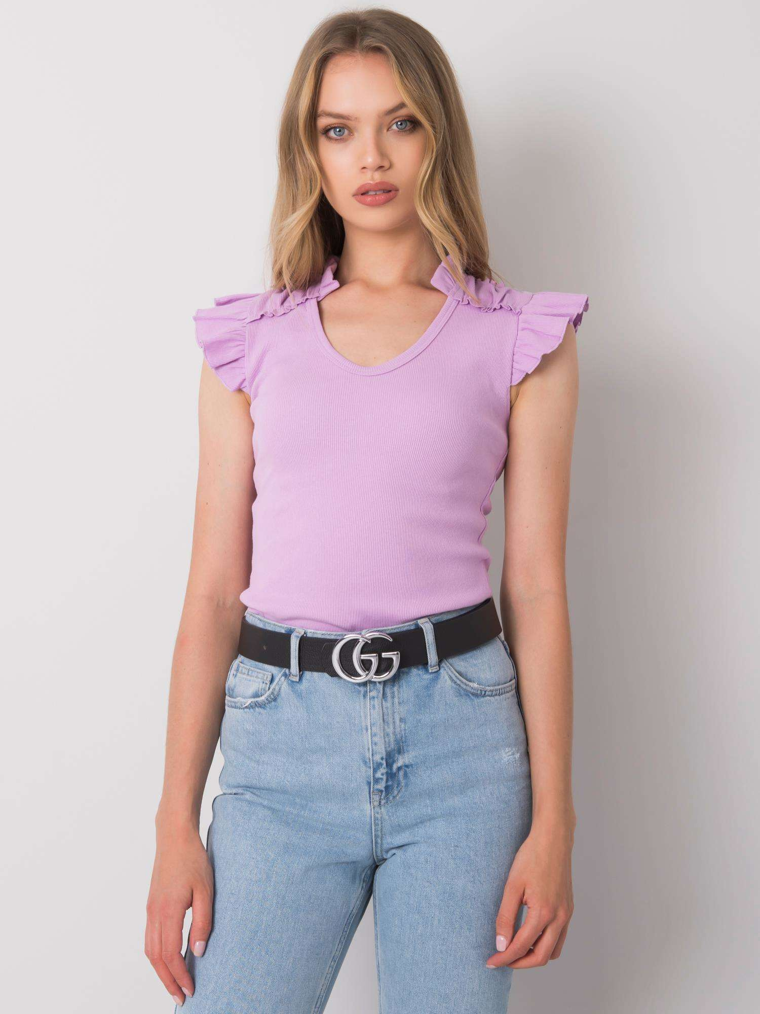 Fialové dámske tričko s volánmi CA-BZ-5791.12P-purple Veľkosť: ONE SIZE