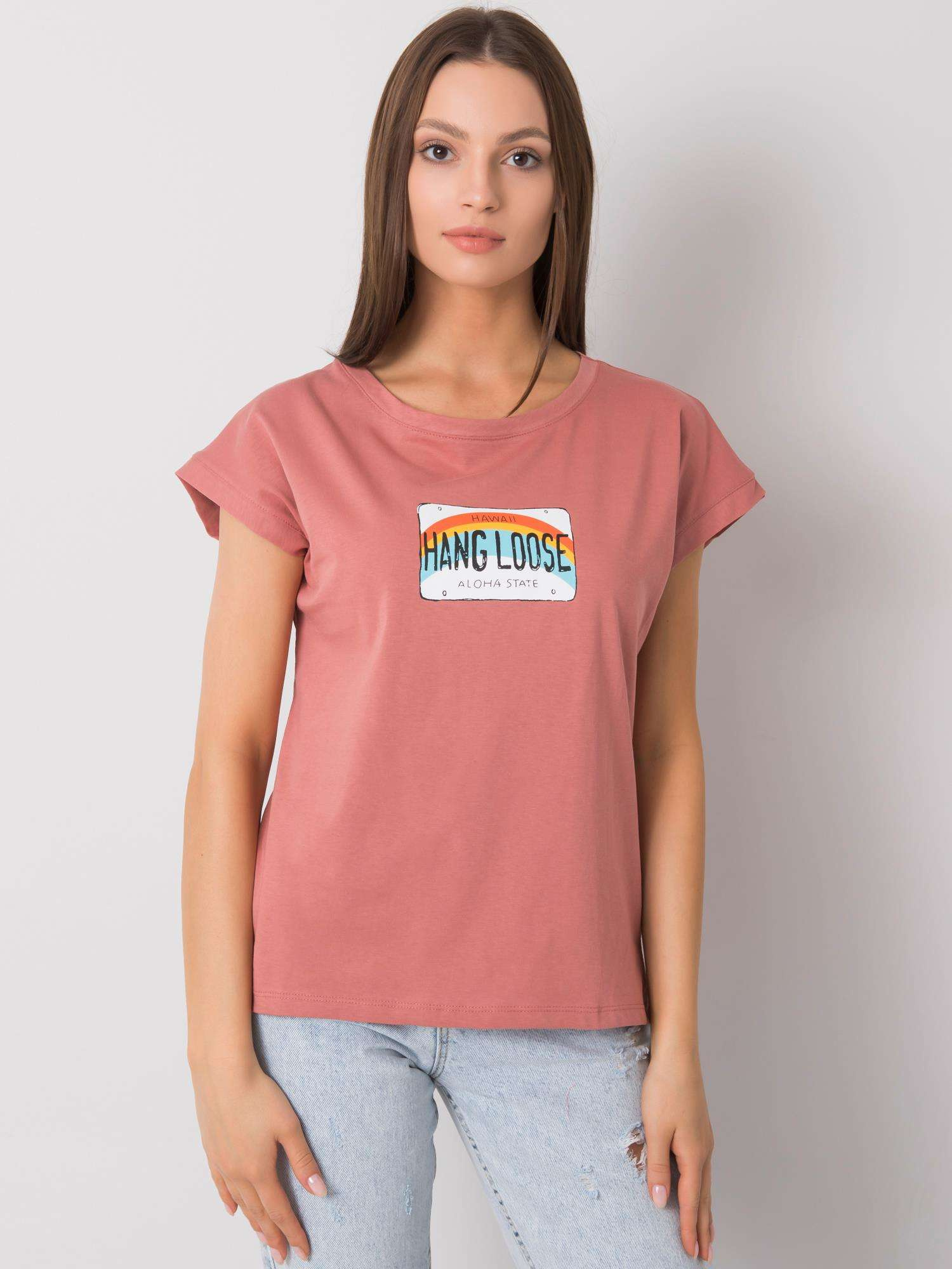 Marhuľové tričko s potlačou dúhy FA-TS-7137.29P-pink Veľkosť: ONE SIZE