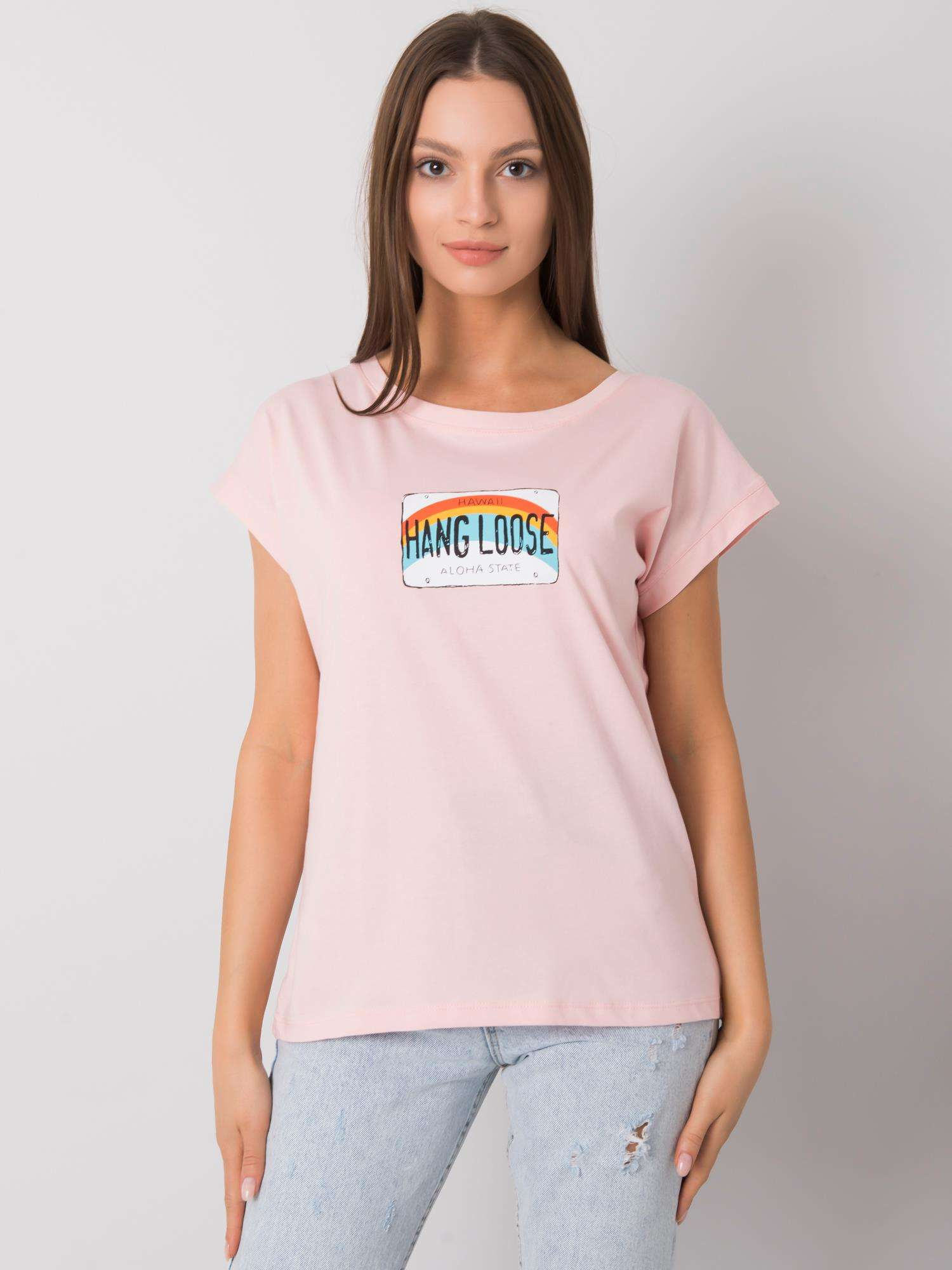 Svetlo ružové tričko s potlačou dúhy -FA-TS-7137.29P-pink Veľkosť: ONE SIZE