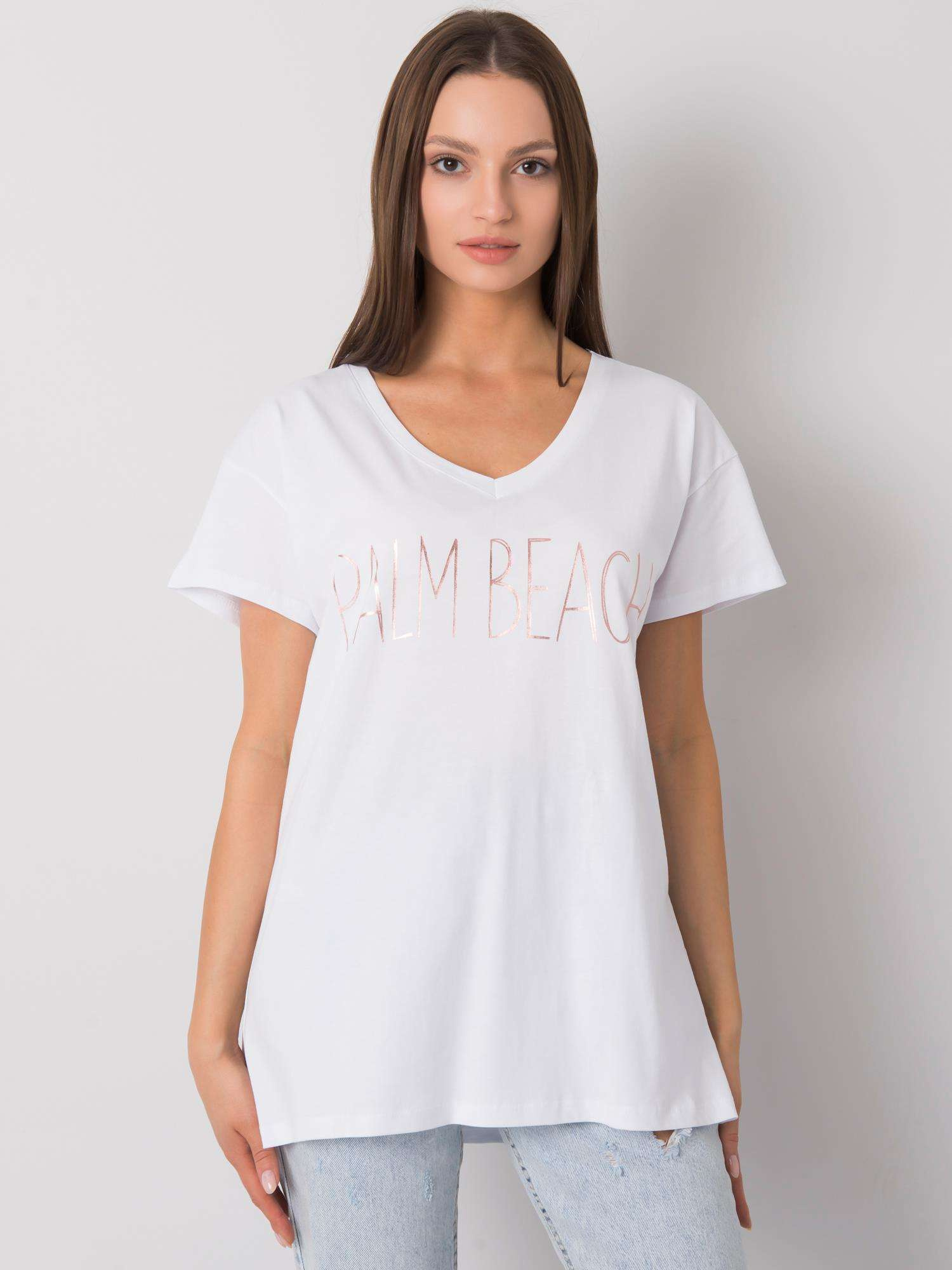 Biele dámske tričko s nápisom -FA-TS-7198.27P-white Veľkosť: ONE SIZE