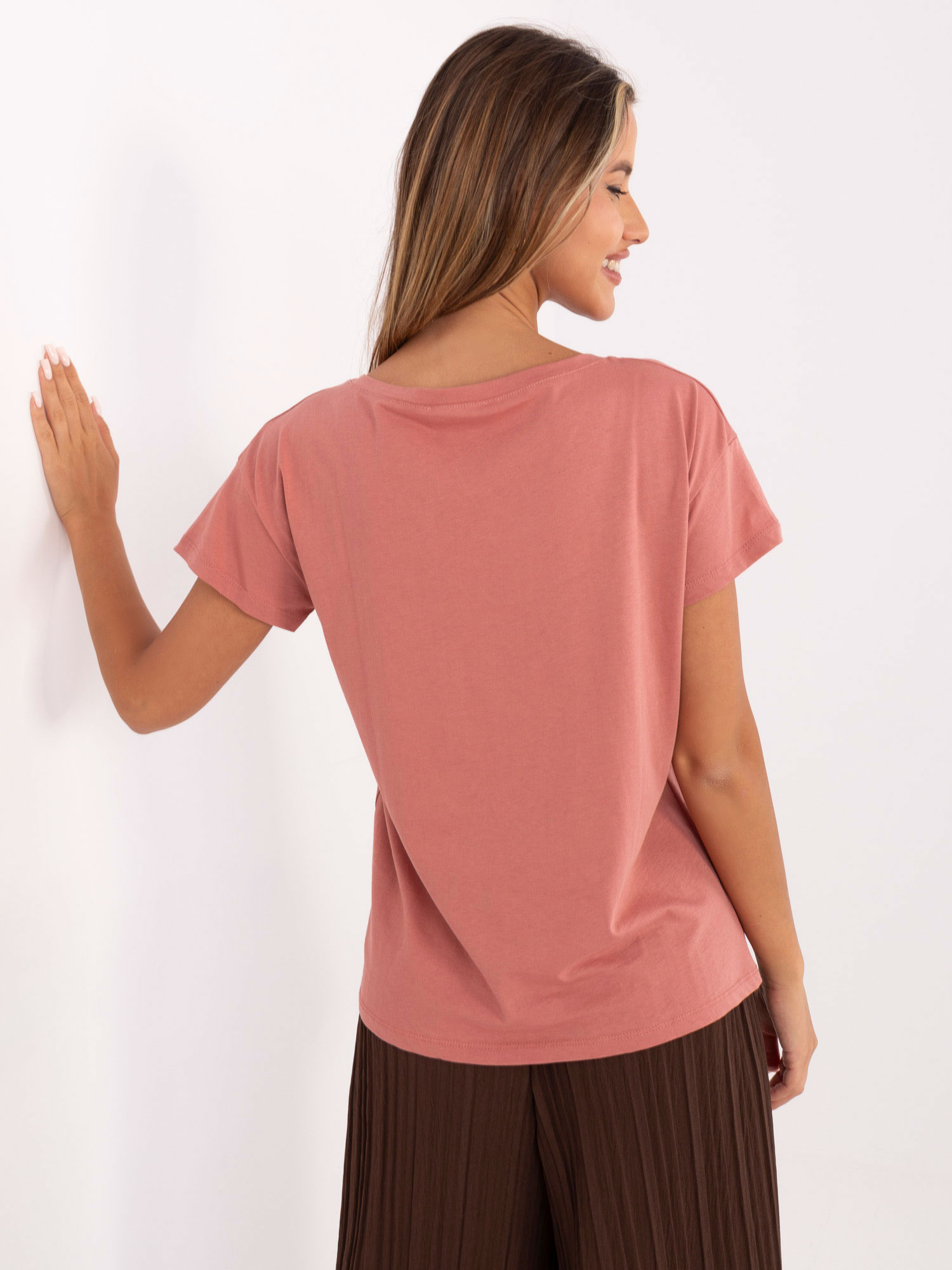 Ružové dámske tričko s motívom kotvy -FA-TS-7196.74P-pink Veľkosť: ONE SIZE