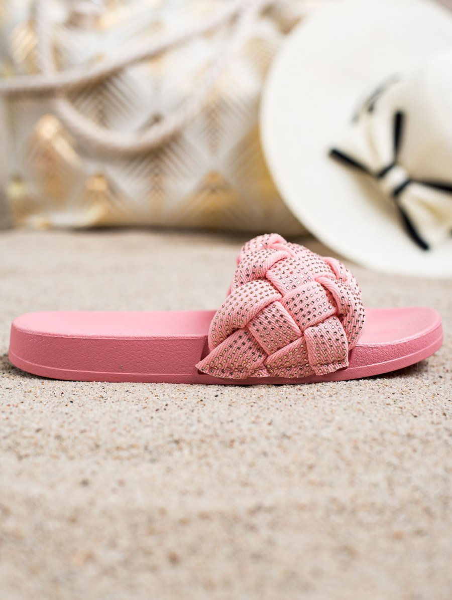 RUŽOVÉ TEXTILNÉ NAZÚVAKY S KRYSTALKY G259P Veľkosť: 36