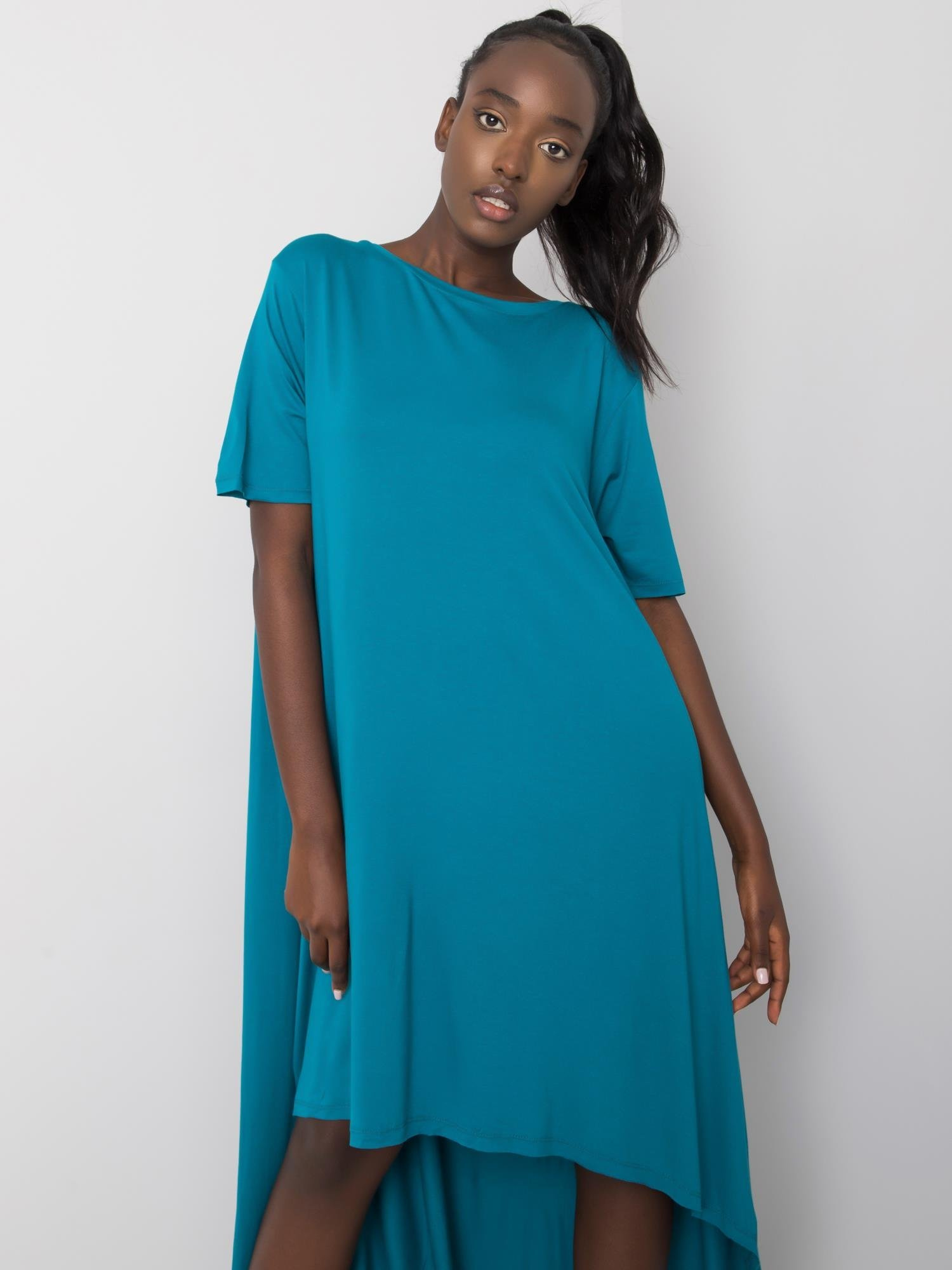 Tyrkysové asymetrické šaty RV-SK-R4889.09-turquoise Veľkosť: S/M