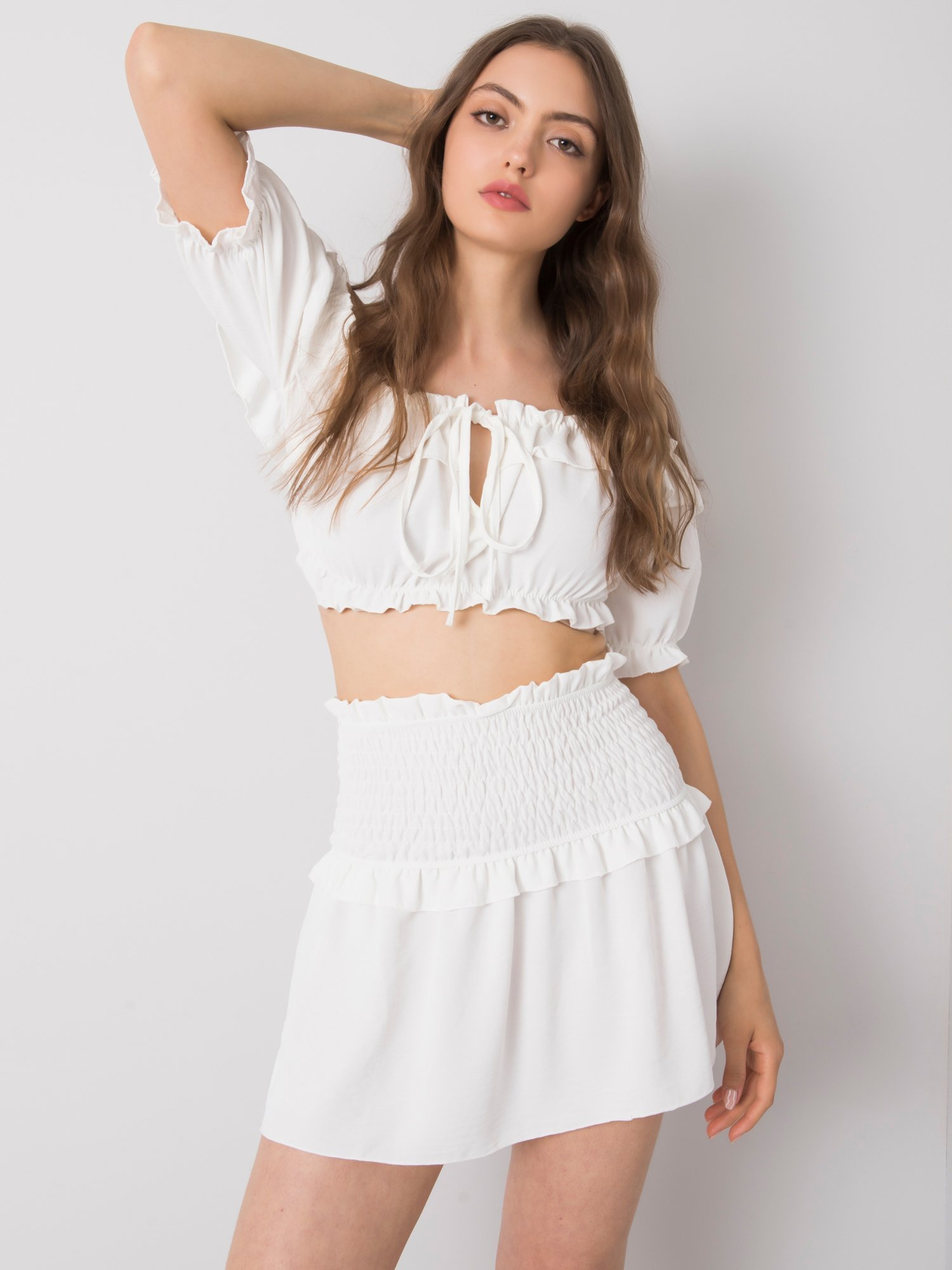 Biela sukňa s volánikmi -TW-SD-BI-26716.47-white Veľkosť: M