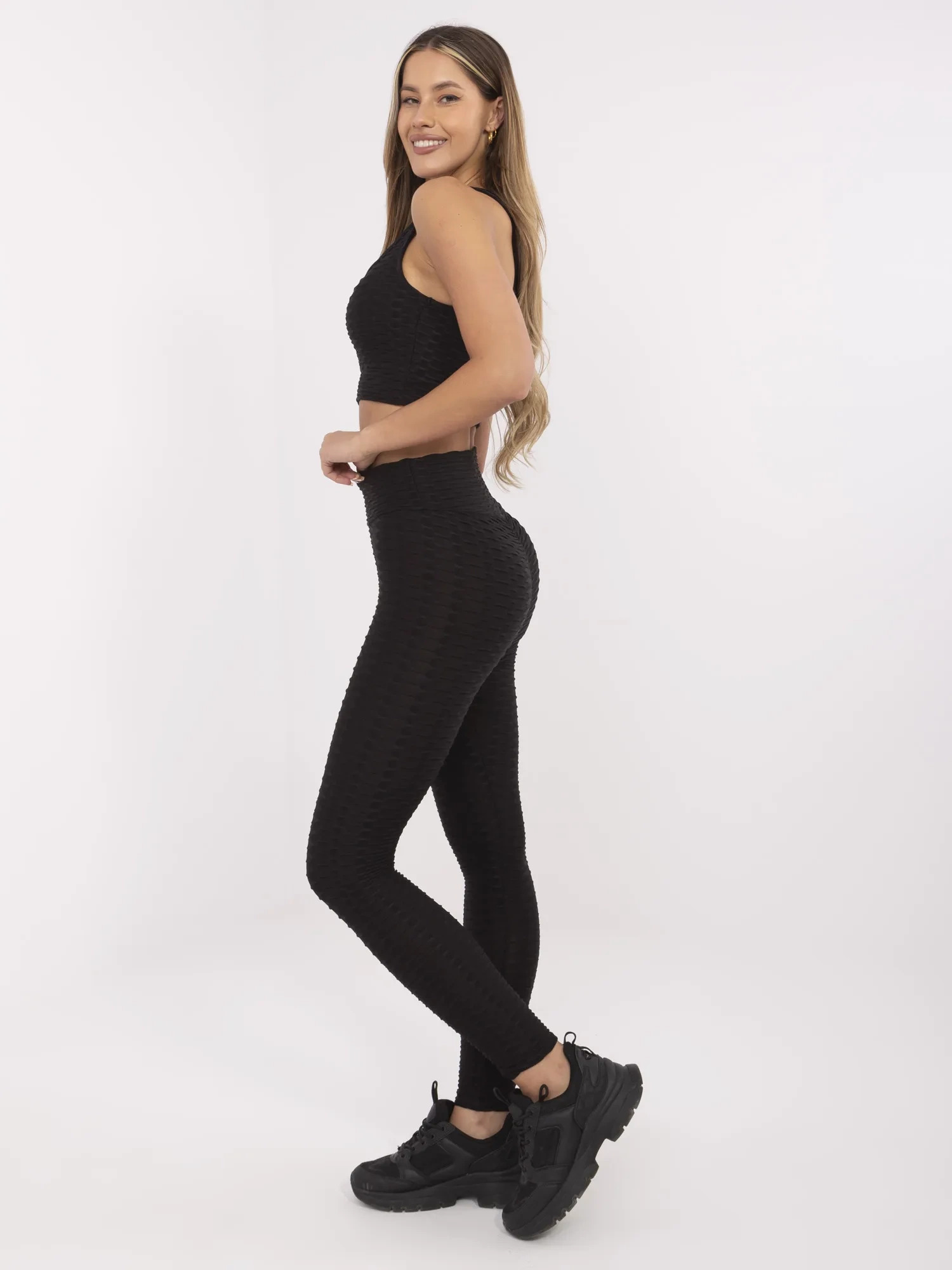 Čierna dámska športová súprava topu a legín -HG-KMPL-5448.54-black Veľkosť: M