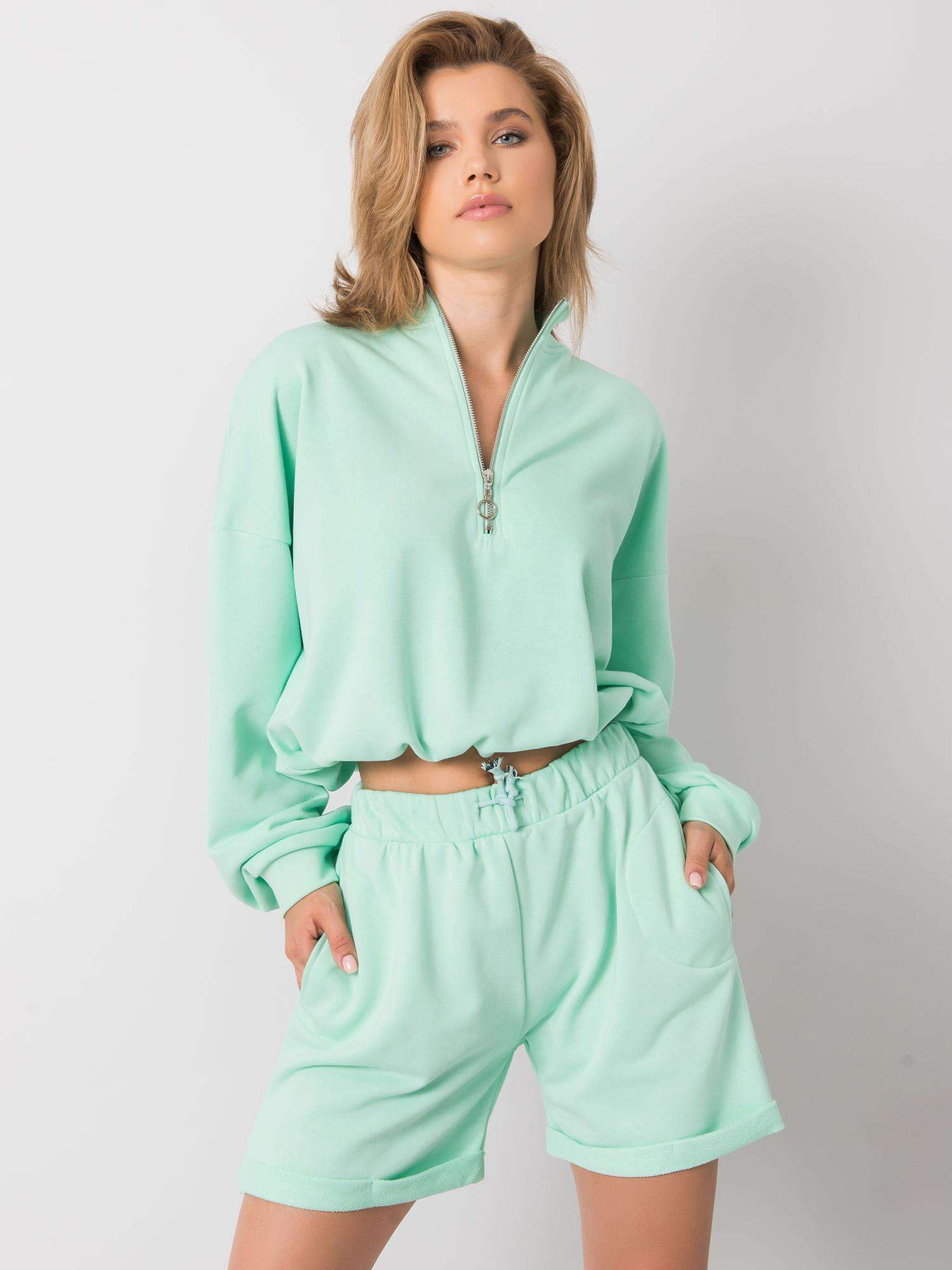 Mintová krátka tepláková súprava mikiny a šortiek EM-KMPL-598.73-mint Veľkosť: L/XL