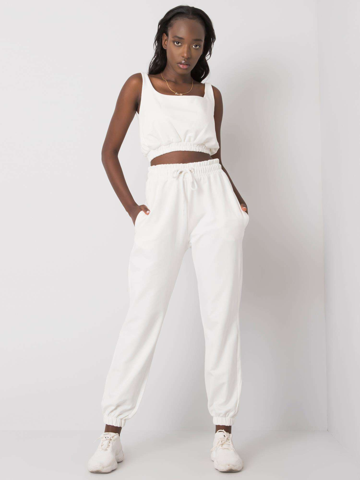 Smotanová dámska súprava topu a teplákov EM-KMPL-600.14X-ecru Veľkosť: M