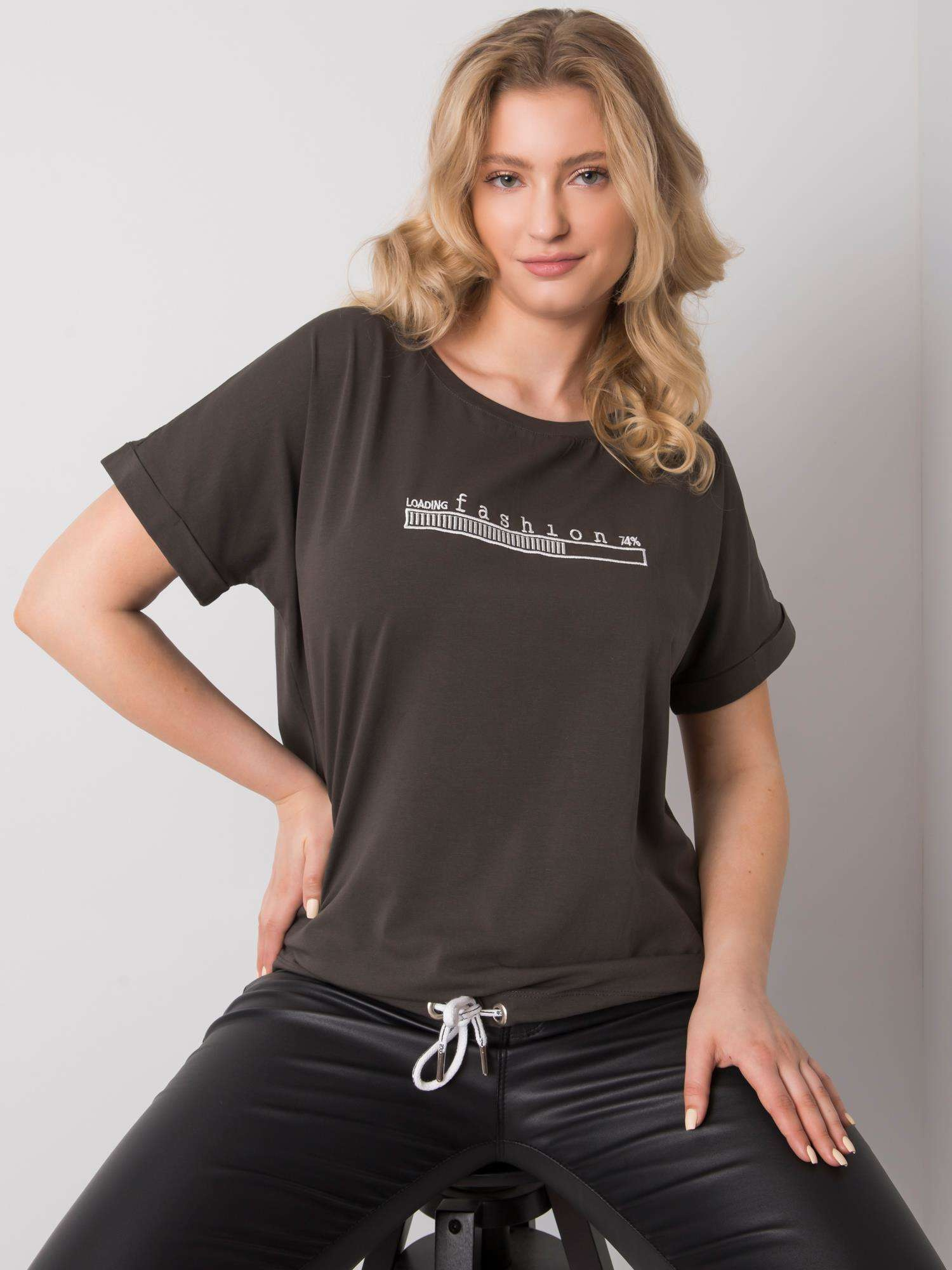 Khaki blúzka s viazaním v páse RV-BZ-6578.15P-khaki Veľkosť: ONE SIZE