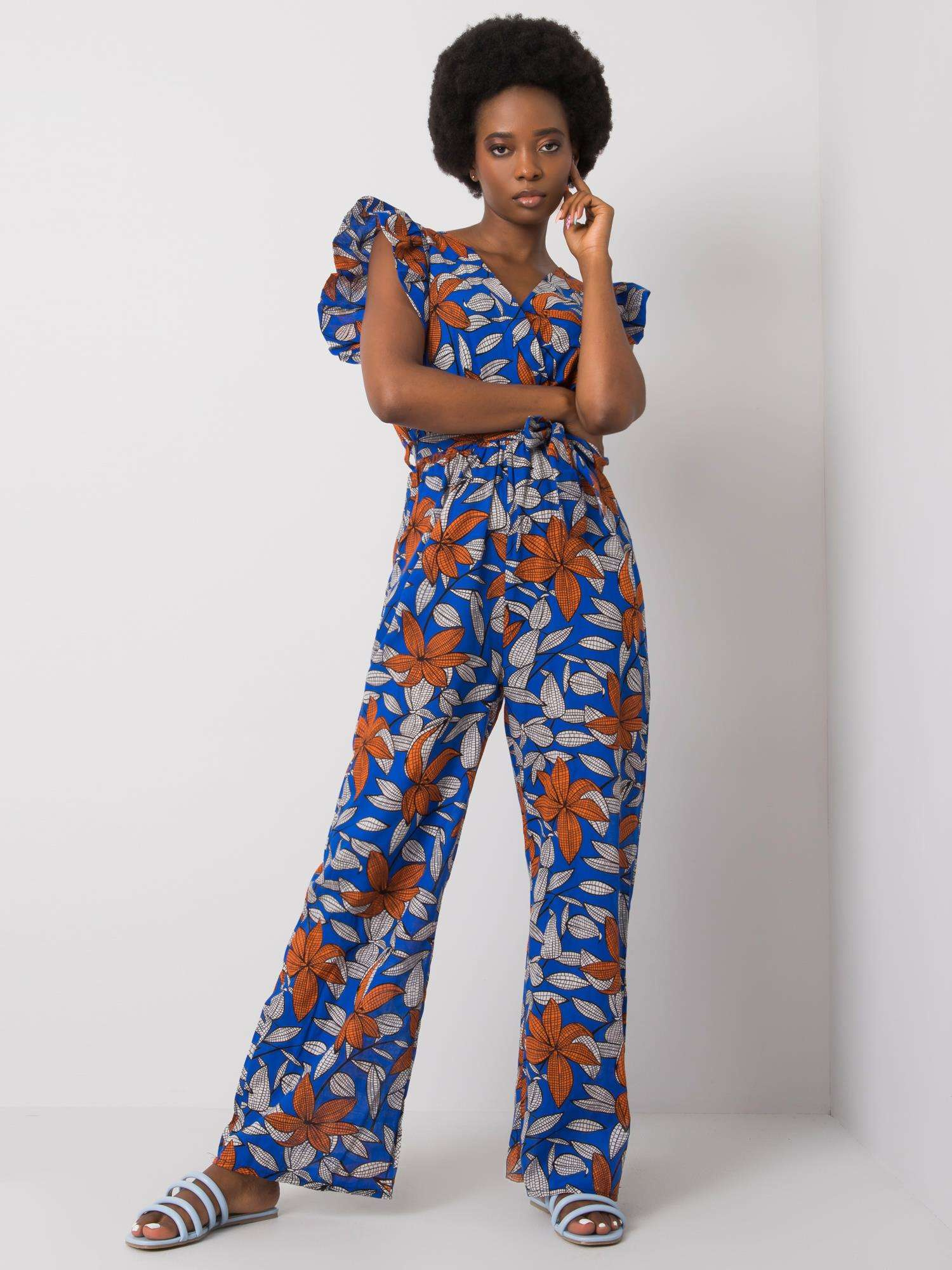Modrý vzorovaný dlhý overal DHJ-KO-13568.13P-blue Veľkosť: ONE SIZE