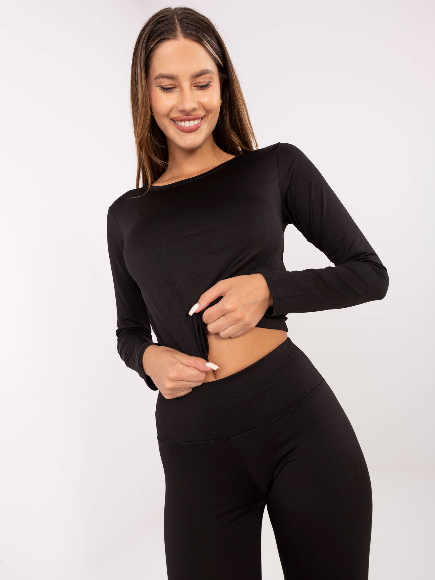 Čierna dámska súprava trička a legín EM-KMPL-586.51-black Veľkosť: L/XL