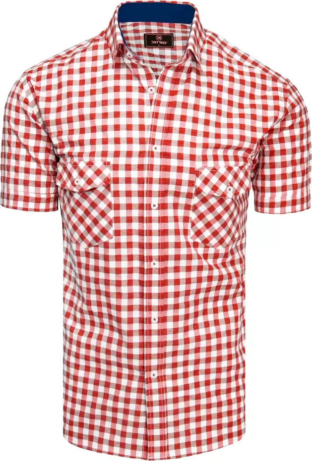 Červeno-biela pánska kockovaná košeľa KX0954 Veľkosť: M