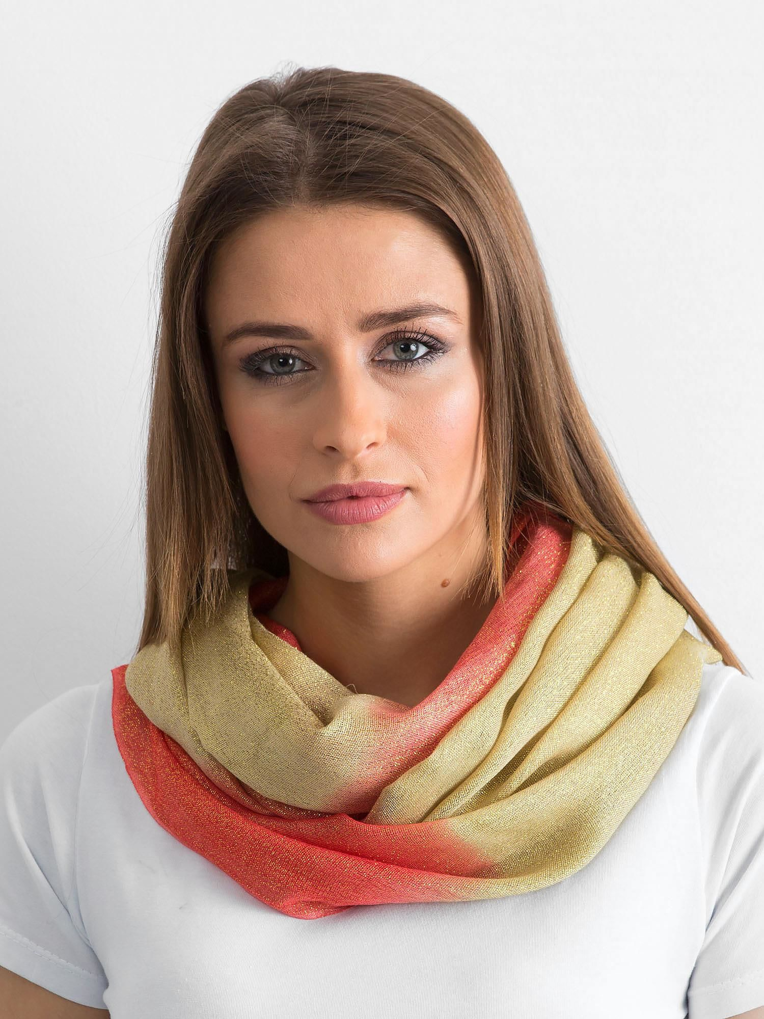 Koralovo-zlata dámska šatka -Nech-KM-BF48021.31P-koral Veľkosť: ONE SIZE