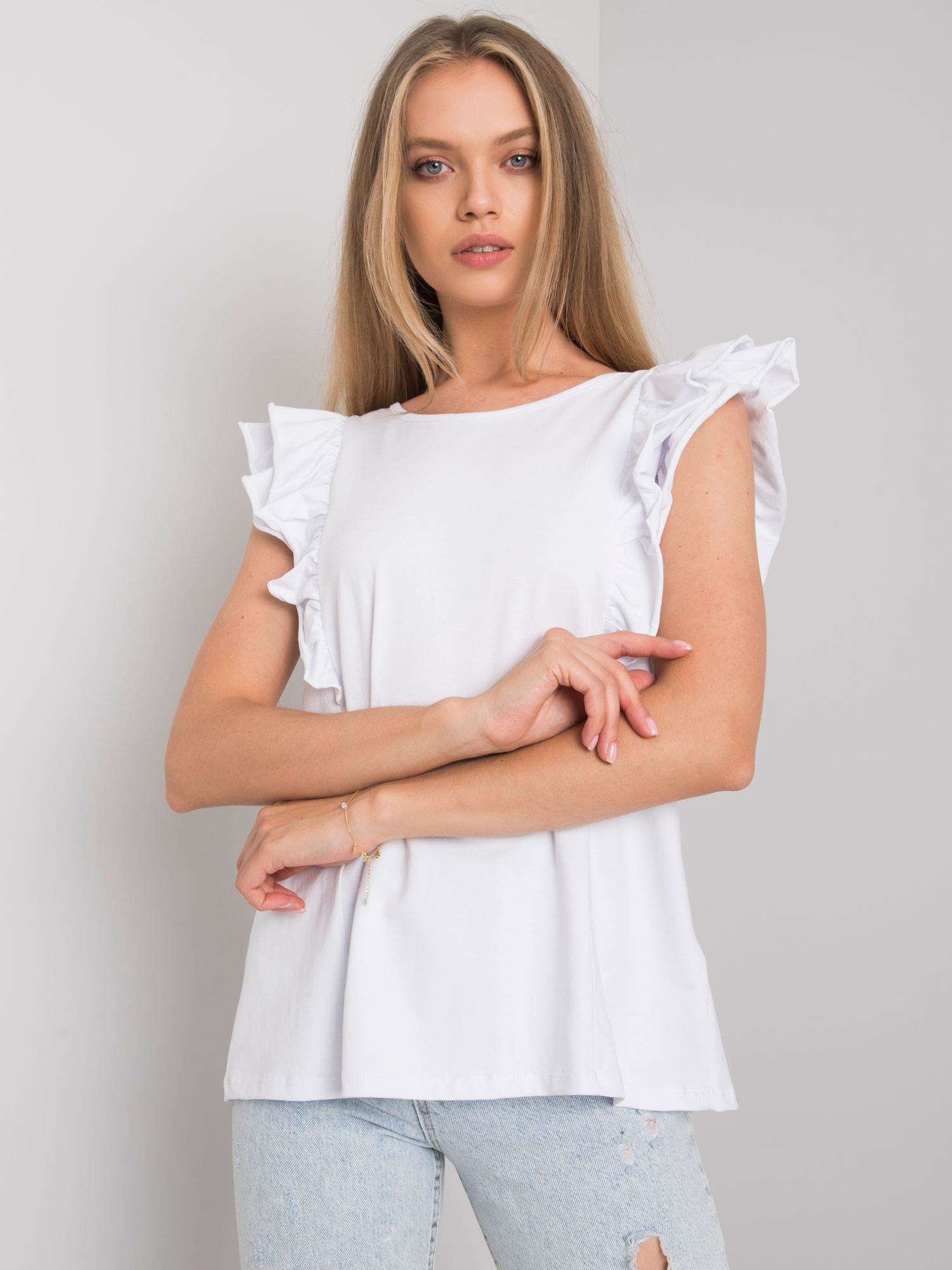 Biela blúzka s volánikmi TW-BZ-OB023.18P-white Veľkosť: S
