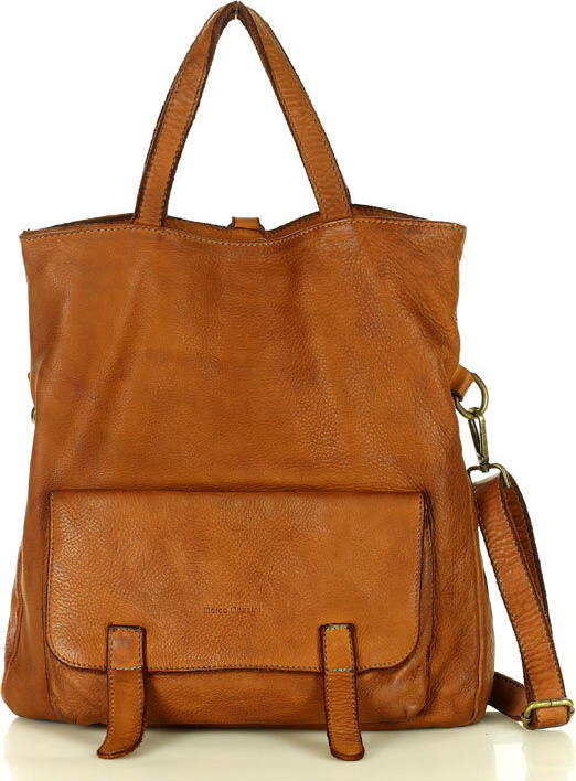 Hnedá dámska kožená shopper kabelka/batoh MARCO MAZZINI (v166a) Veľkosť: ONE SIZE