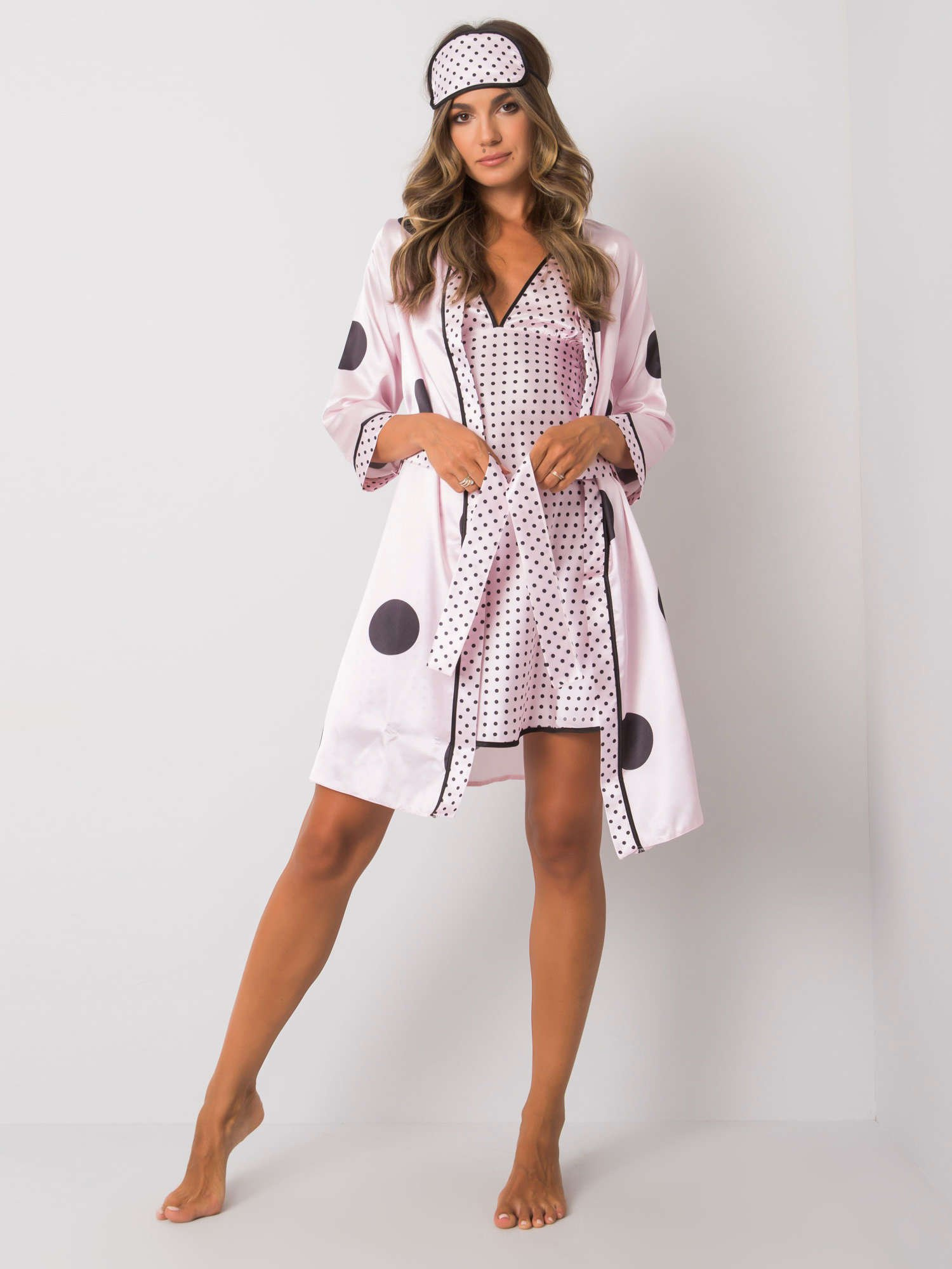 Svetlo ružová Bodkovana súprava na spanie -BR-KMPL-2571-light pink Veľkosť: XL