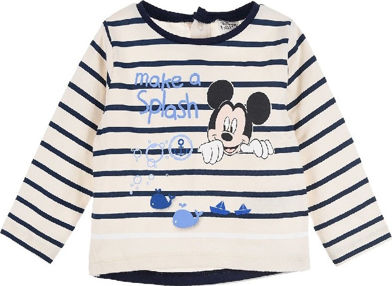 Mickey Disney Baby biele pruhované tričko Veľkosť: 81
