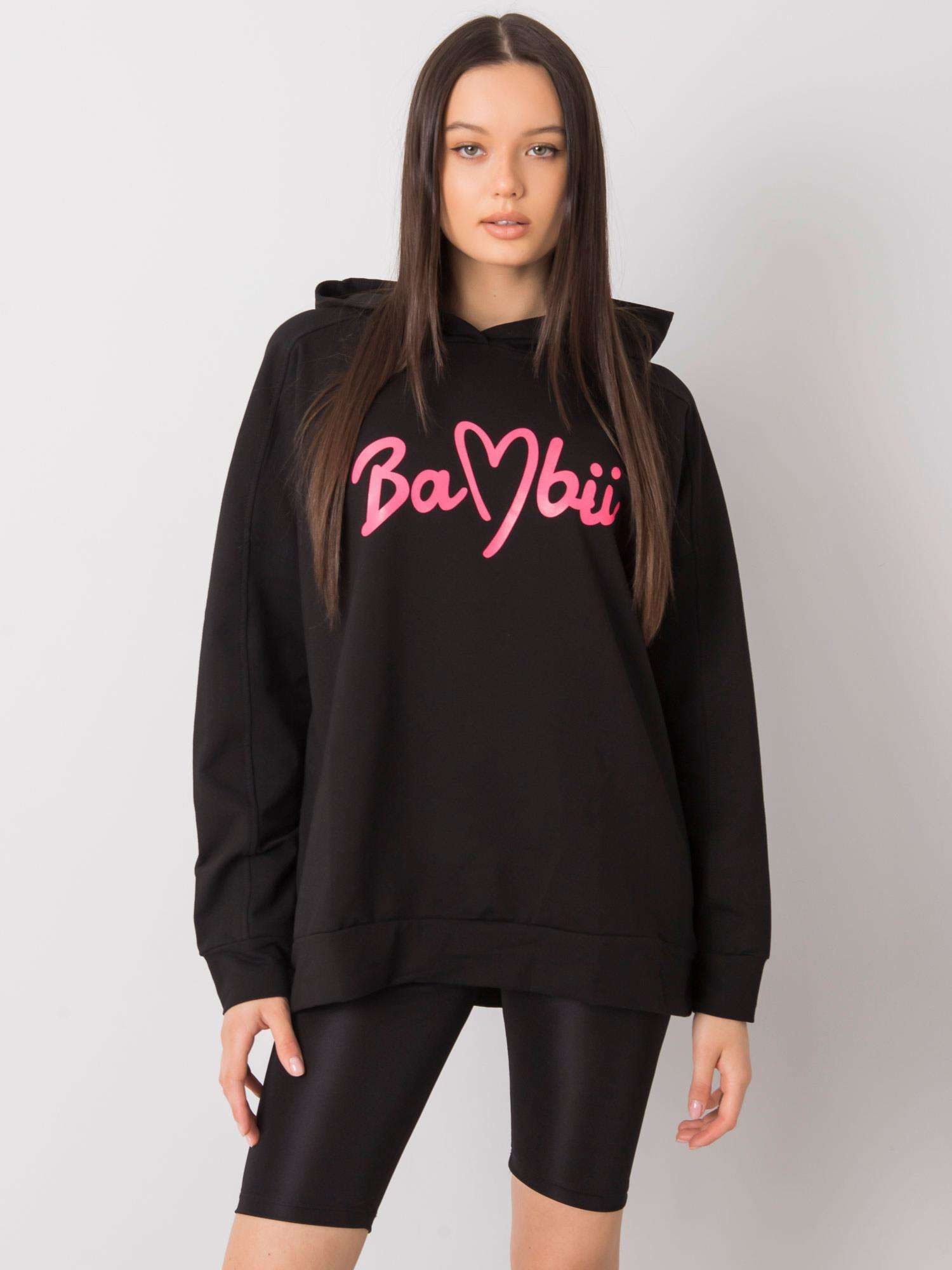 Čierna dámska mikina s nápisom FA-BL-7045.66P-black Veľkosť: ONE SIZE