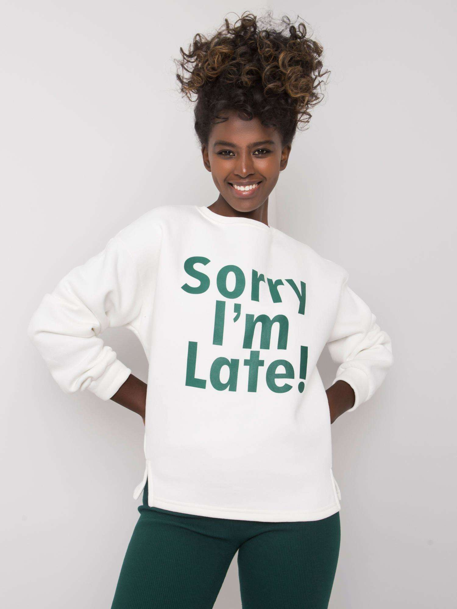 Smotanová dámska mikina s nápisom EM-BL-624.90P-ecru Veľkosť: M