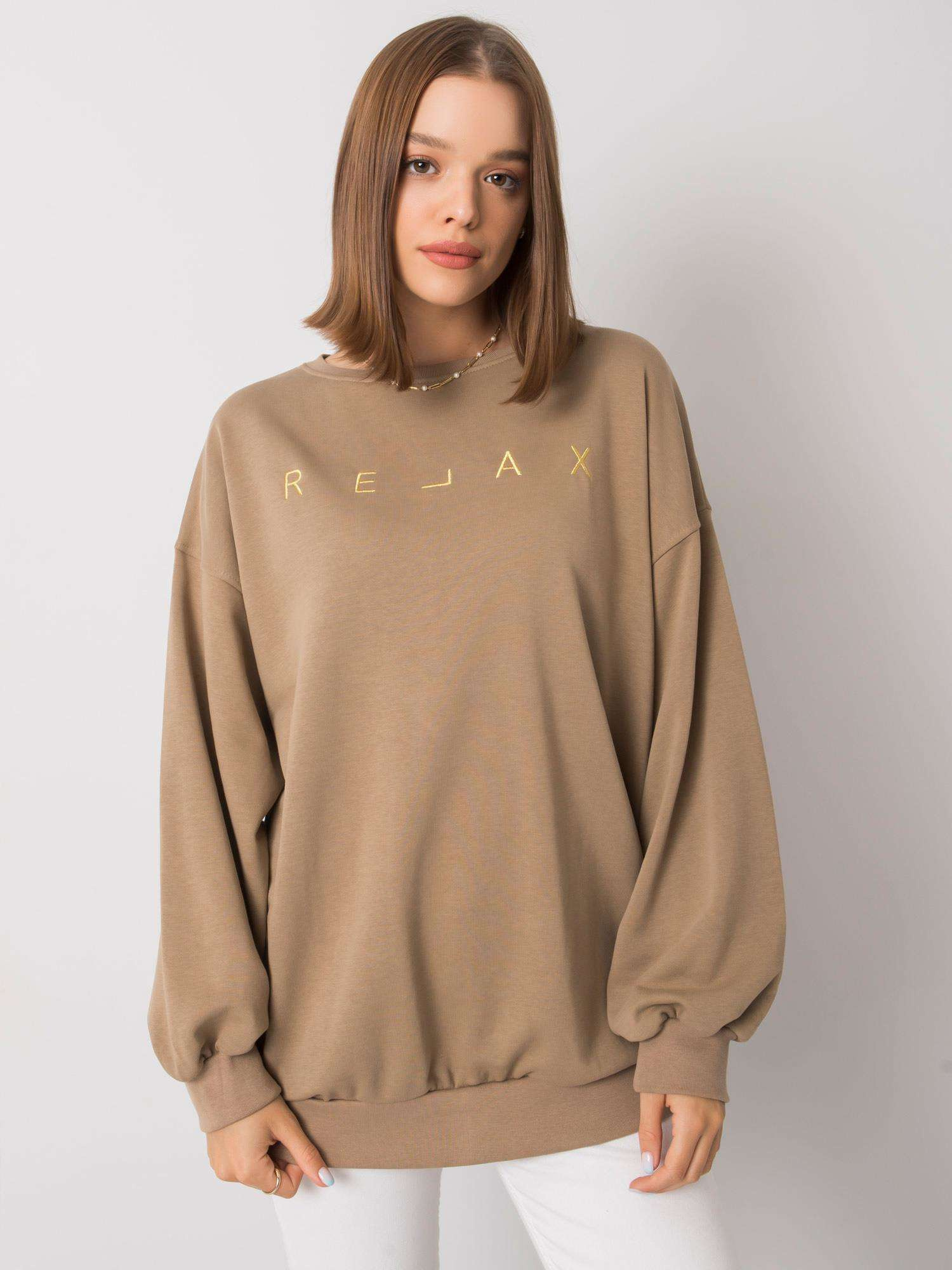 Béžová dámska mikina EM-BL-536 / 2.04-beige Veľkosť: L/XL