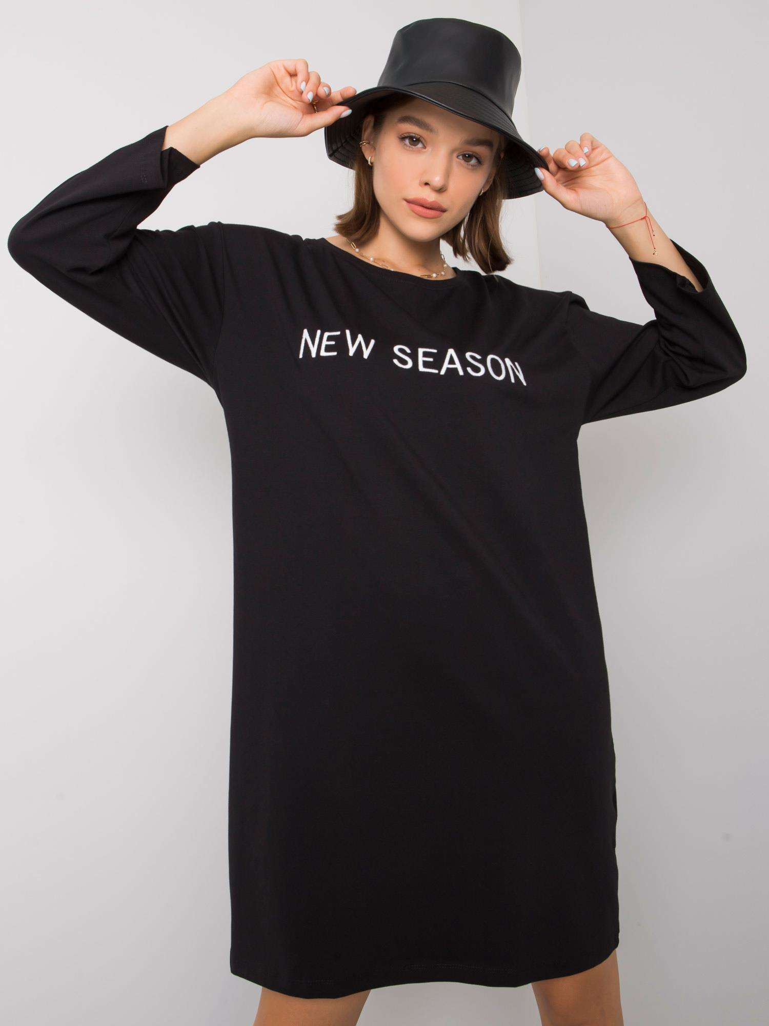 Čierne dámske tričkové šaty -em-SK-618.24P-black Veľkosť: S