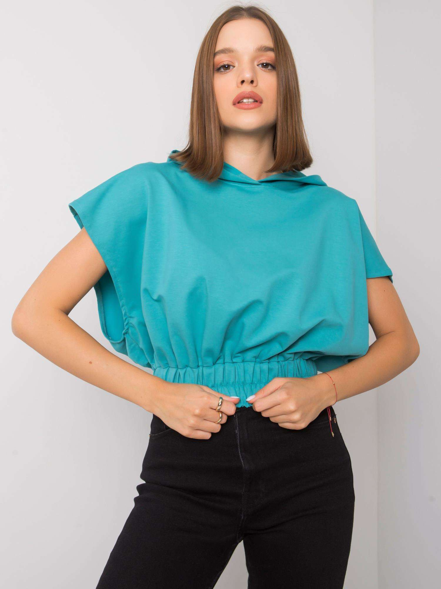 Modrá krátka mikina s kapucňou FA-BL-7227.86P-blue Veľkosť: ONE SIZE