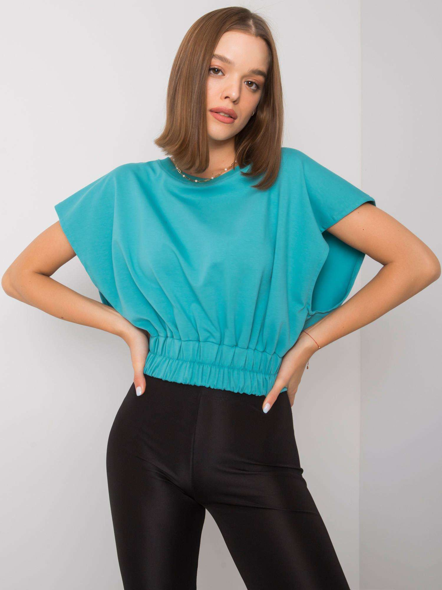 Modrý dámsky krátky top FA-BL-7111.66P-blue Veľkosť: ONE SIZE