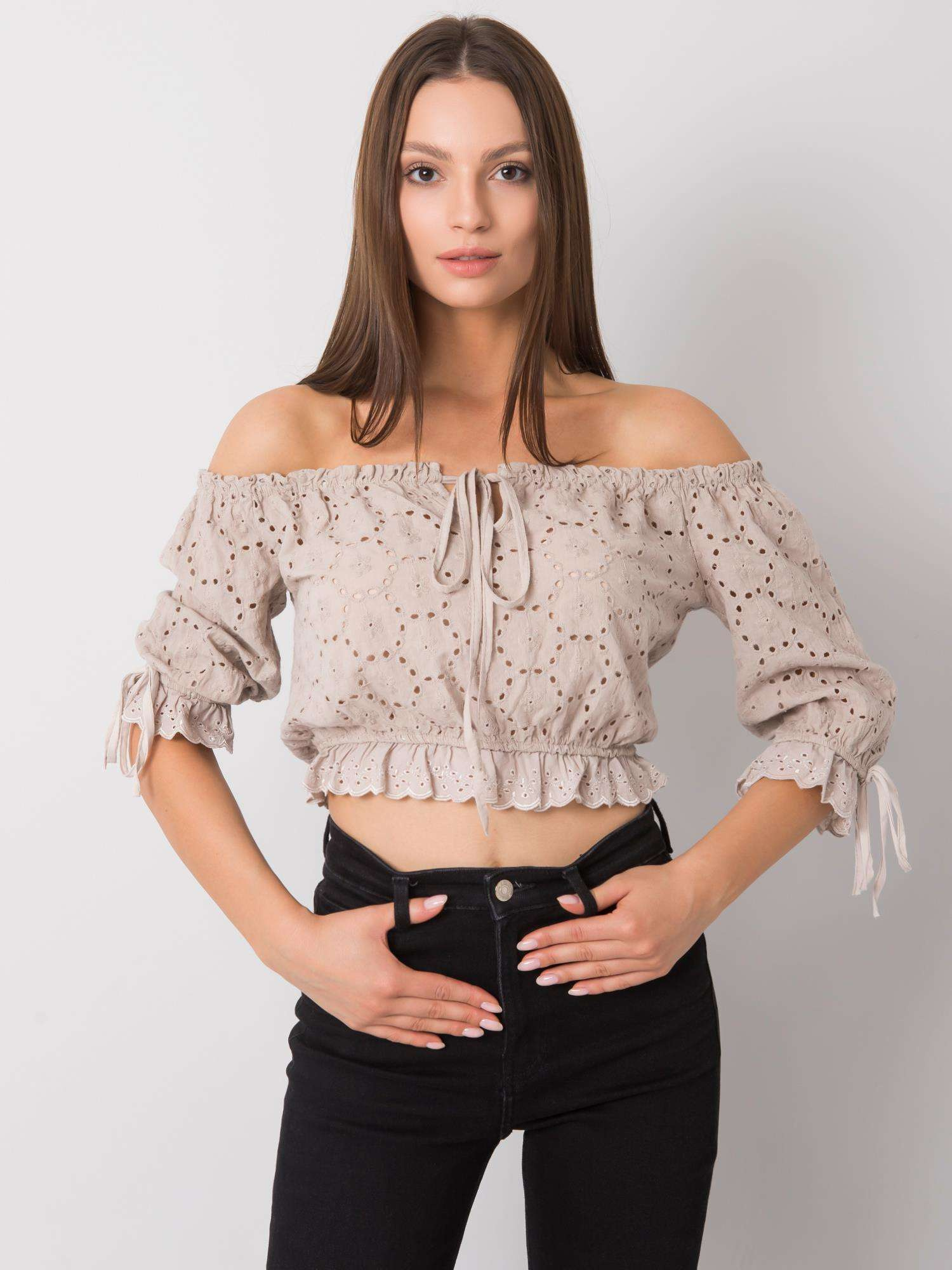 Béžový krátky top TW-TP-BI-25455.43-beige Veľkosť: S