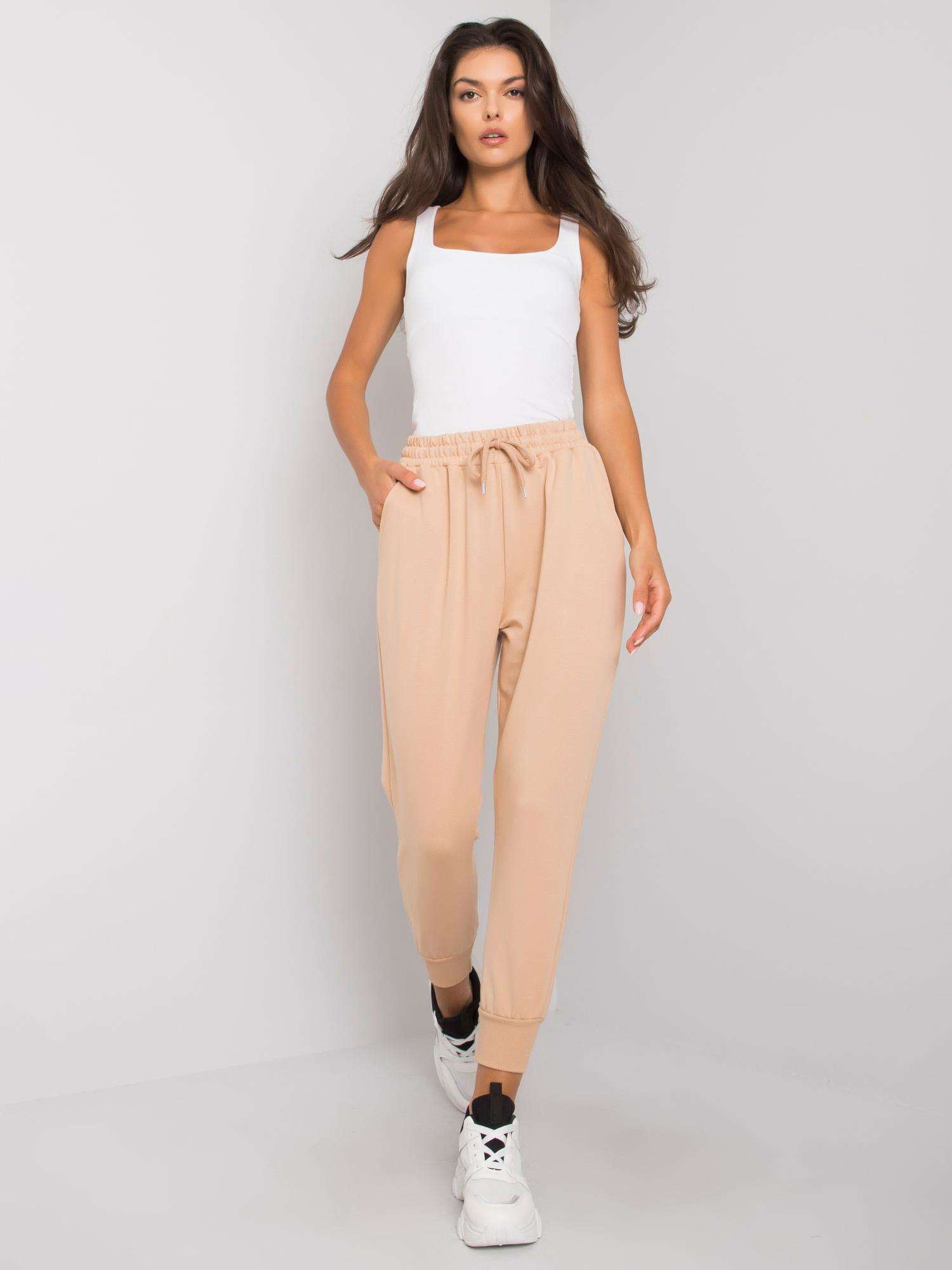 Béžové dámske tepláky FA-DR-6388-1.91-beige Veľkosť: L/XL
