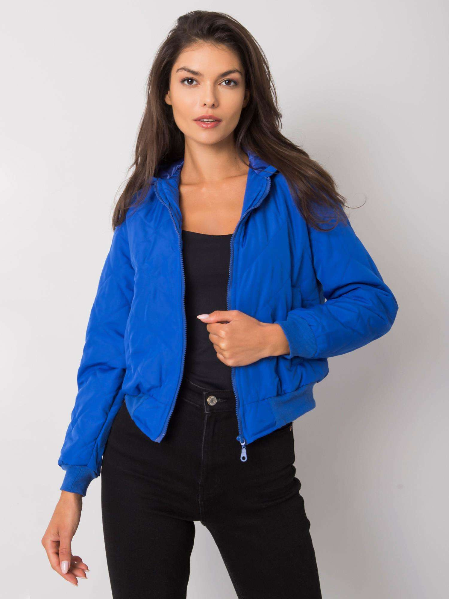 Modrý dámsky prešívaná bomber EM-KR-617.55-blue Veľkosť: S