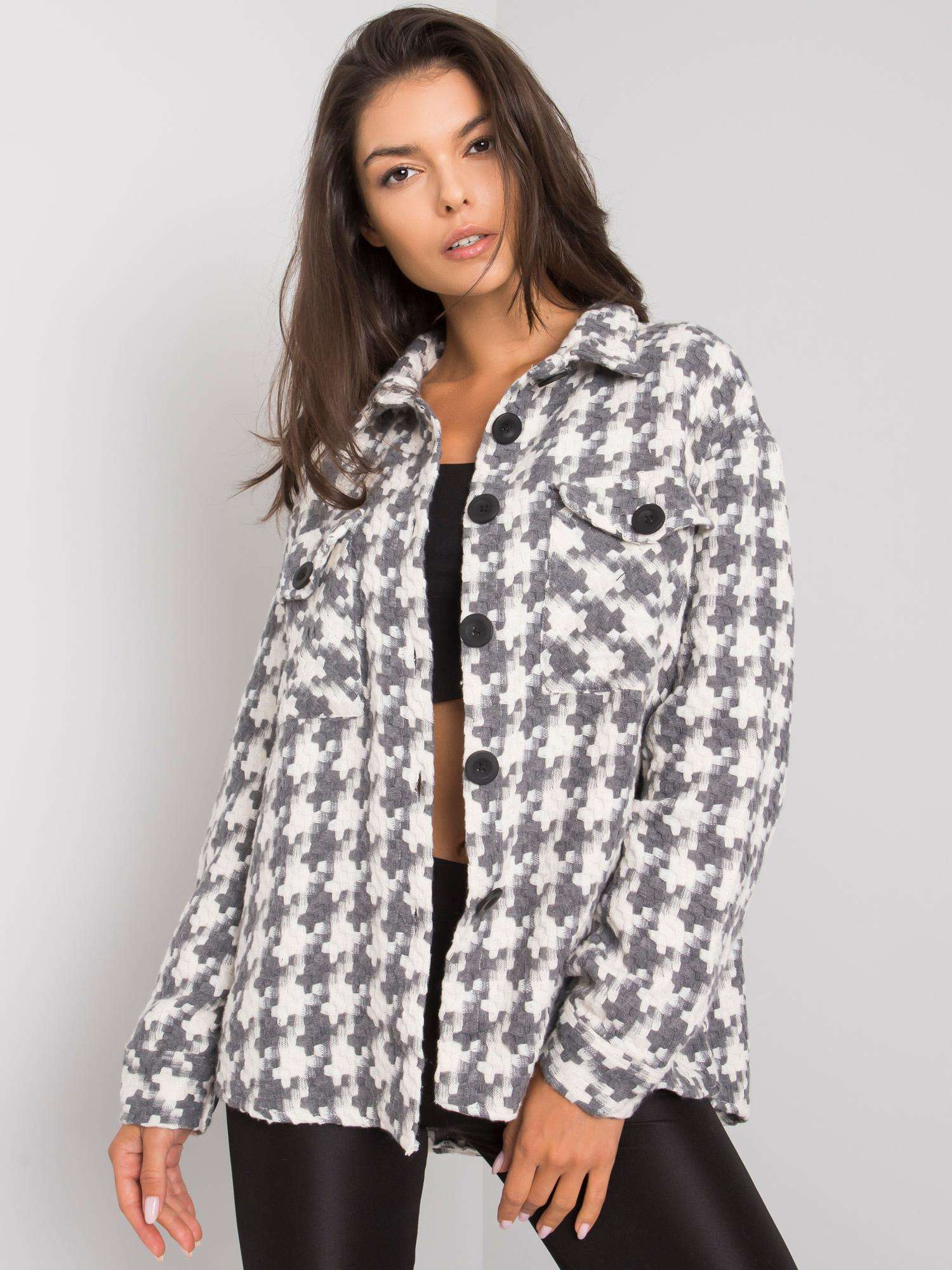 Šedo-biela dámska košeľa EM-KS-178.34-white-gray Veľkosť: L/XL
