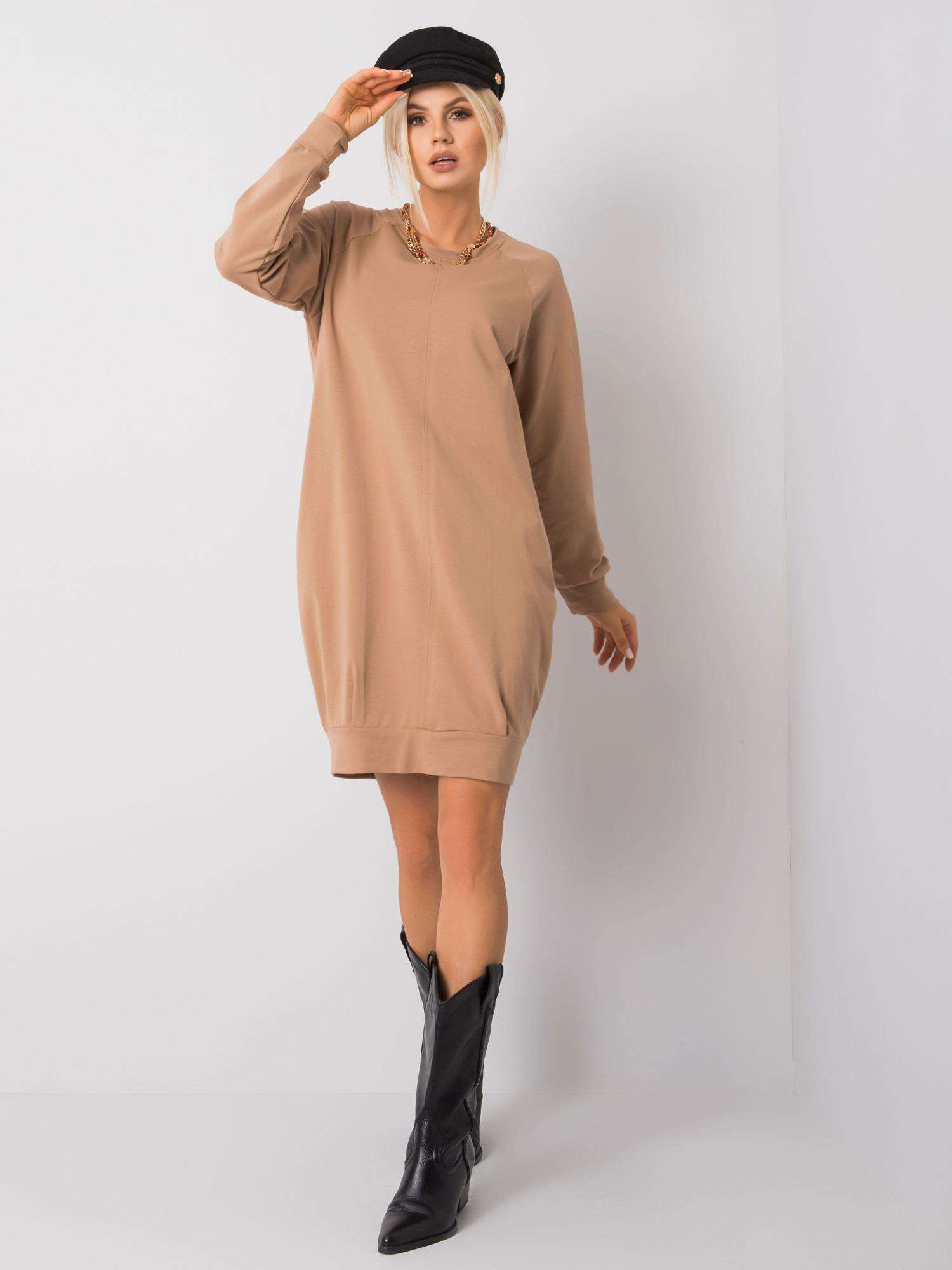 Hnedé mikinové šaty RV-TU-5184.93P-brown Veľkosť: S/M
