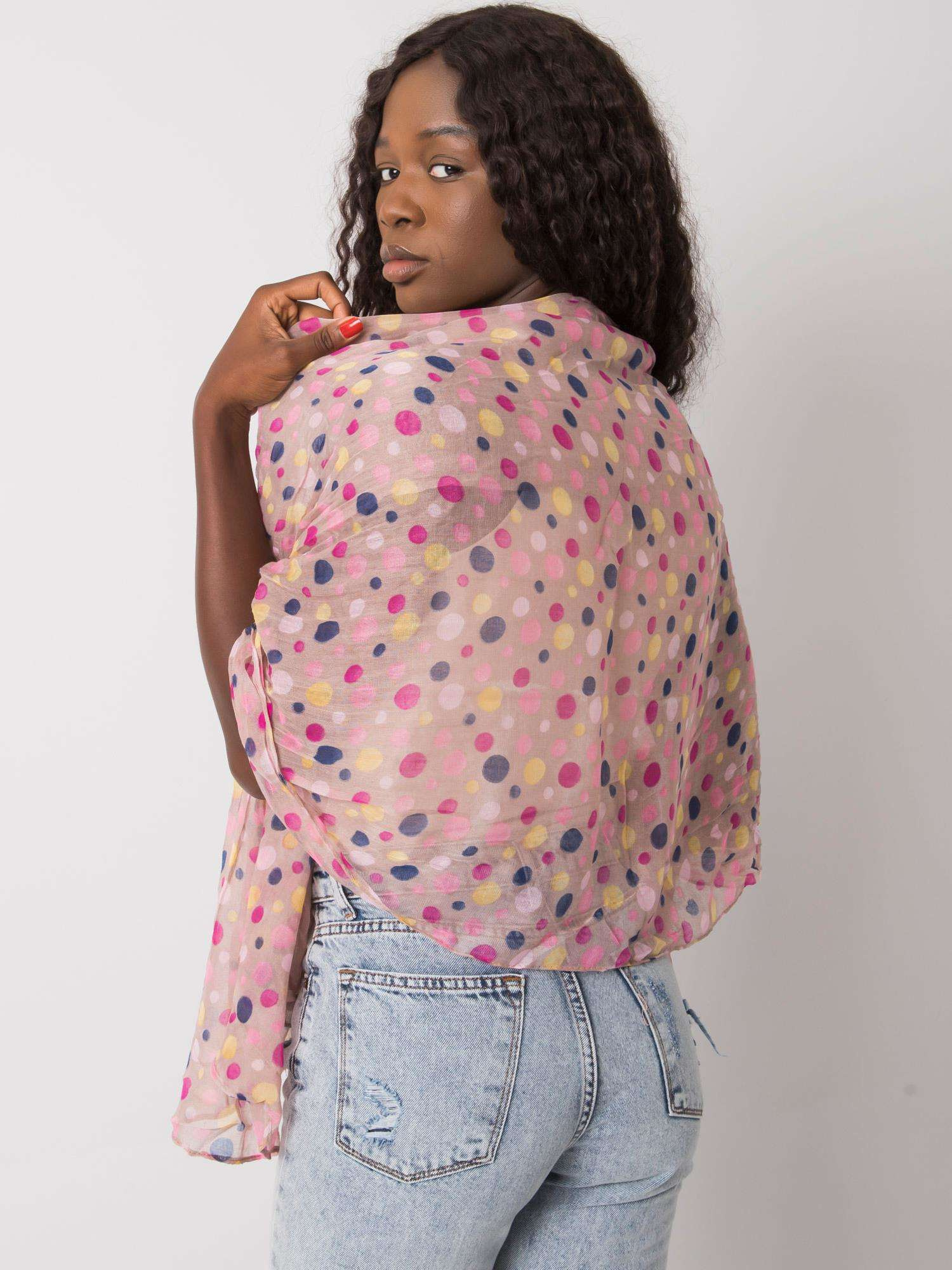 Svetloružová šatka s bodkami AT-CH-S-2114-light pink Veľkosť: ONE SIZE