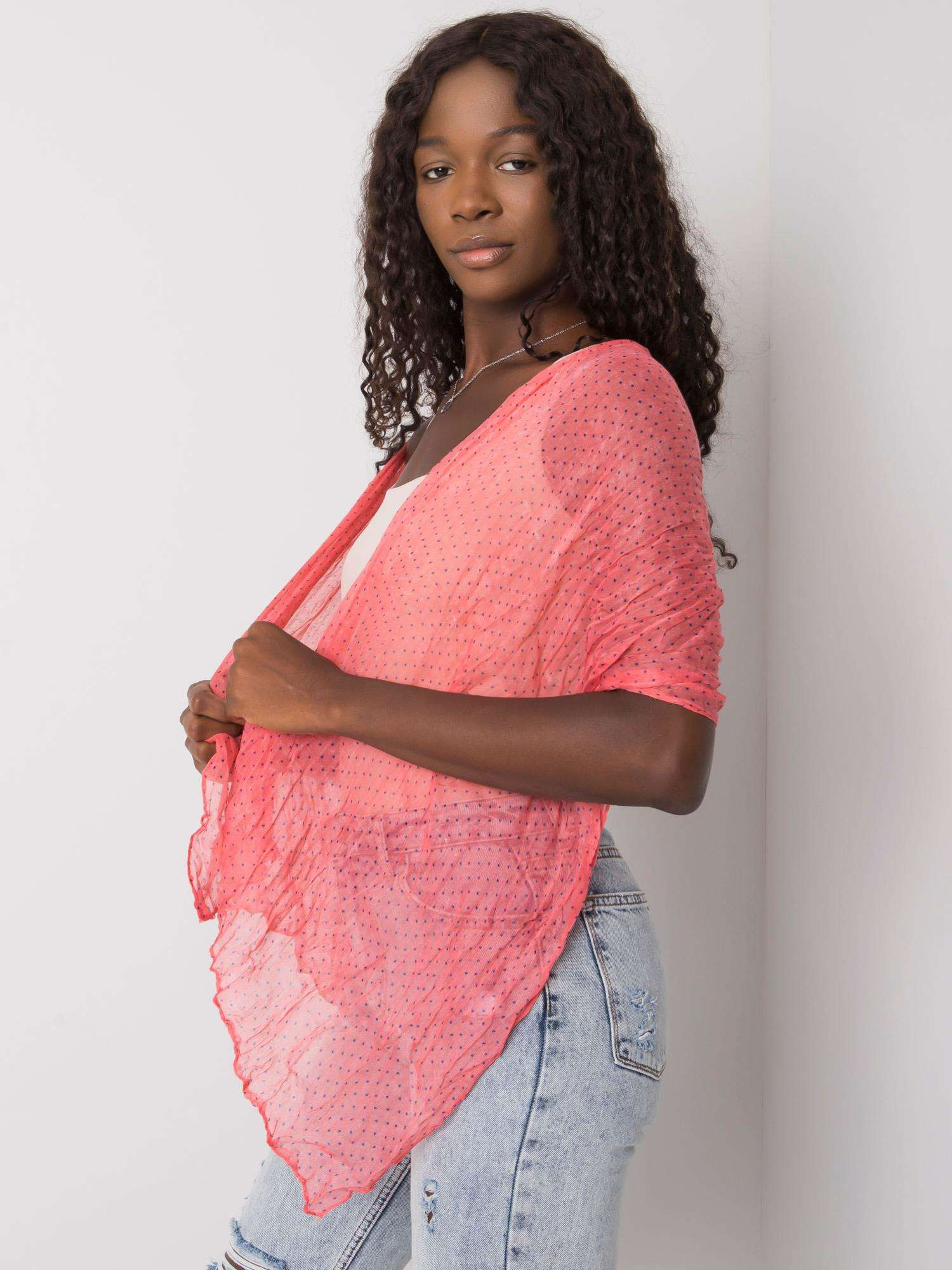 Koralová bodkovaná šatka AT-CH-3006-coral red Veľkosť: ONE SIZE
