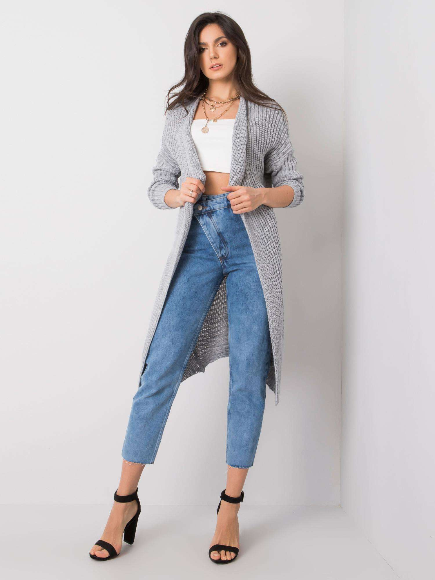 Dlhý sivý kardigán TW-SW-BI-501.66-grey Veľkosť: ONE SIZE